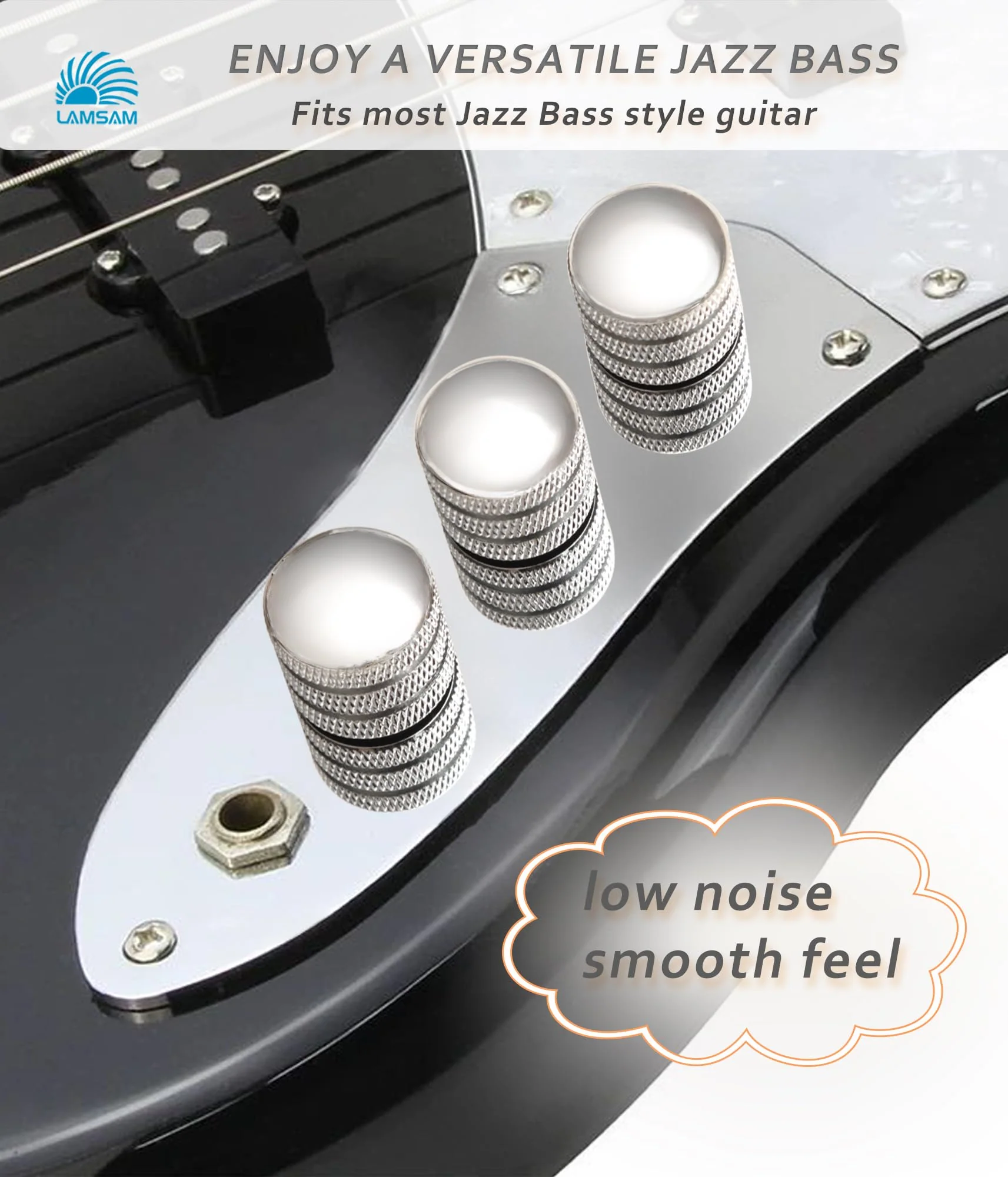 ๐๐ง๐๐ฌ๐๐ง๐๐ ๐พ๐ค๐ฃ๐ฉ๐ง๐ค๐ก ๐๐ก๐๐ฉ๐ for Jazz Bass Guitar, Loaded Guitar Control Board Wired with Alpha Potentiometers Full Contact Output Jack, As Luthier's Replacement Parts, Chrome-02 chrome/red - Image 2