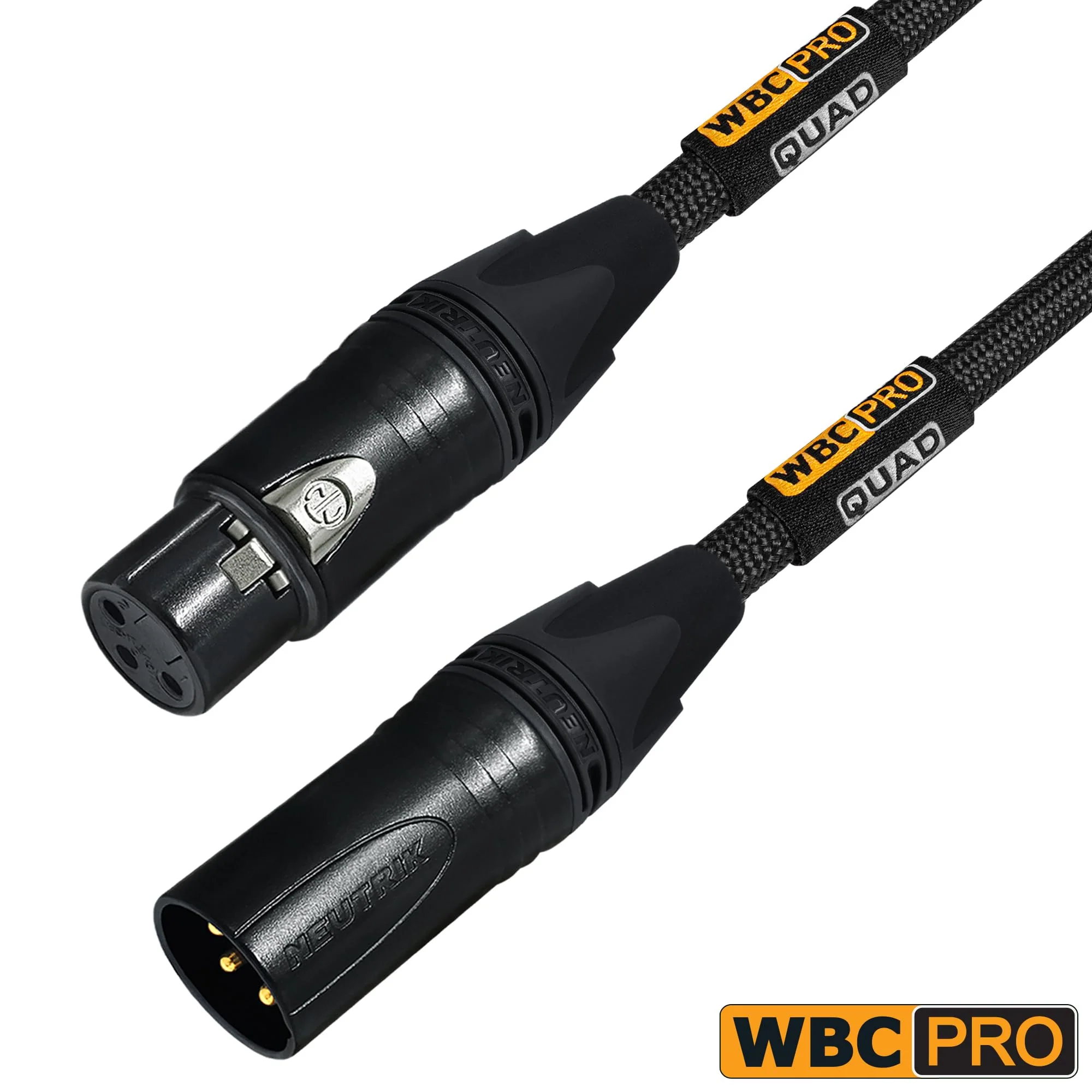 1 Foot - WBC-PRO-Quad Ultra-Silent Ultra-Flexible Balanced Star-Quad Cable with Neutrik Male & Female XLR Plugs & Black Tweed Jacket - Image 5