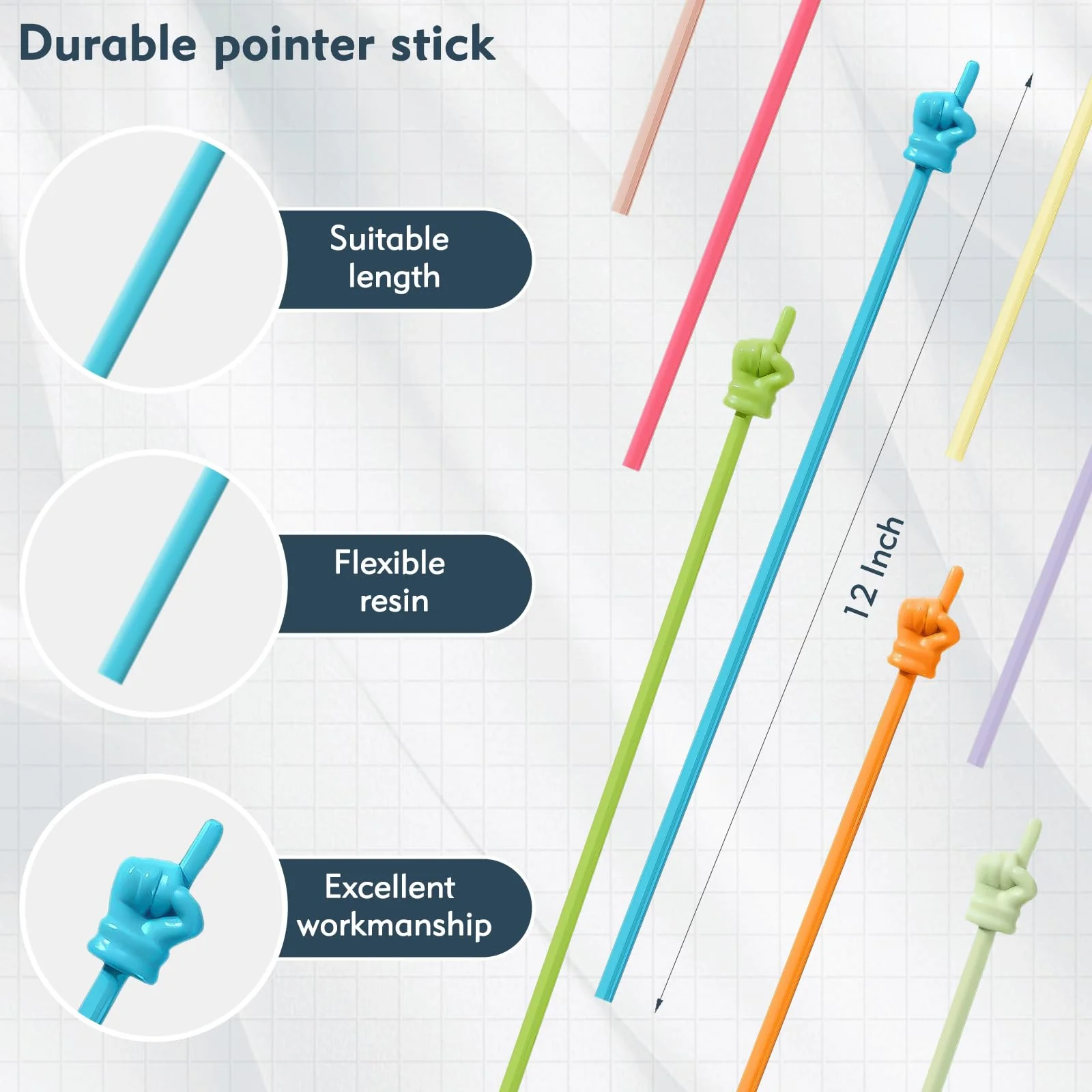 10 Pcs Pointer Stick for Classroom, Cute Teacher Pointer Stick, Colorful Finger Pointer Stick, Finger Pointers for Kids Reading, Teacher Must Haves Supplies - Image 4