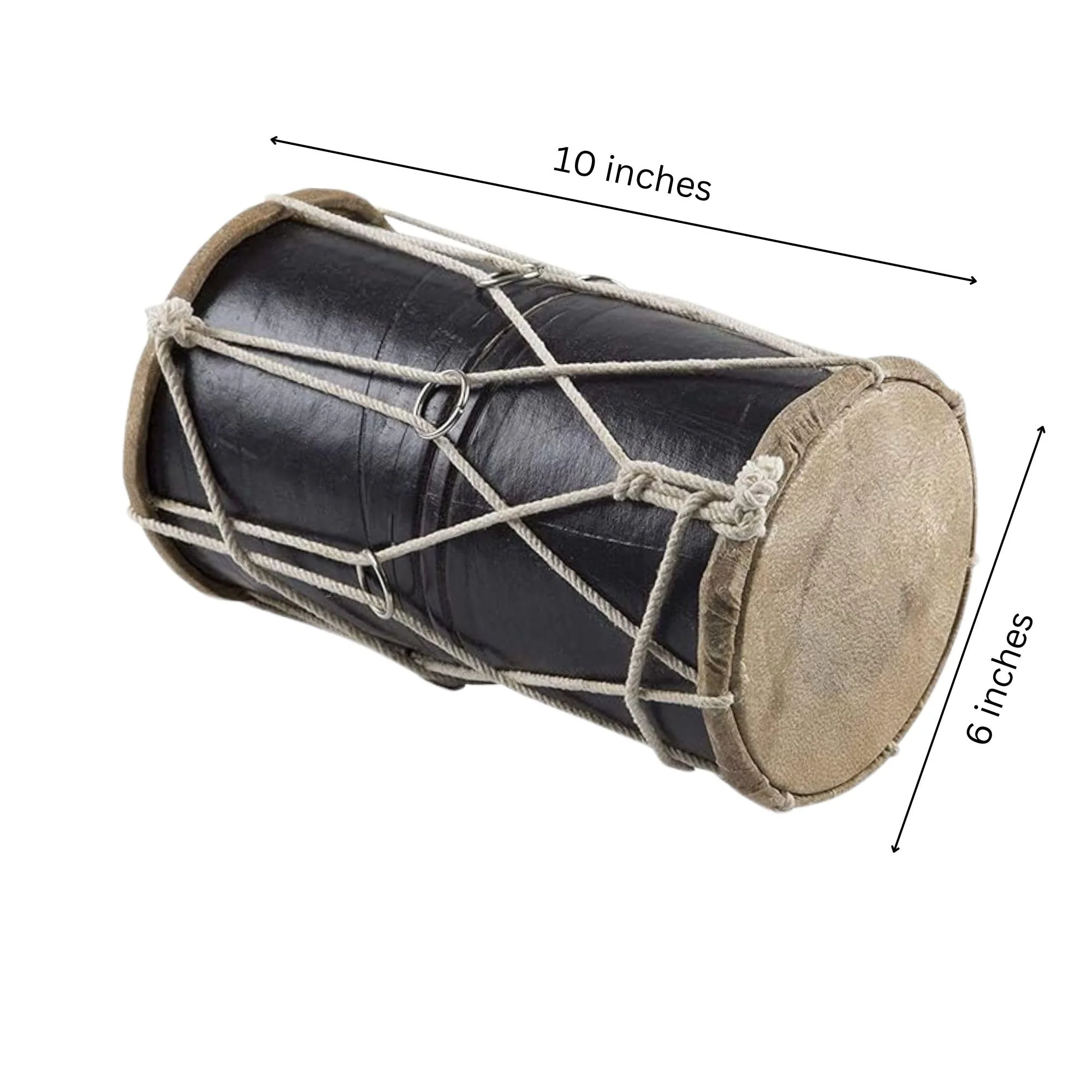 10 x 6 Inch Medium Handmade Wooden & Leather Classical Indian Folk Tabla Drum Set Hand Percussion Drums World Musical Instruments Punjabi Dhol Dholak Dholki Fun Birthday Housewarming Gift Ideas - Image 2