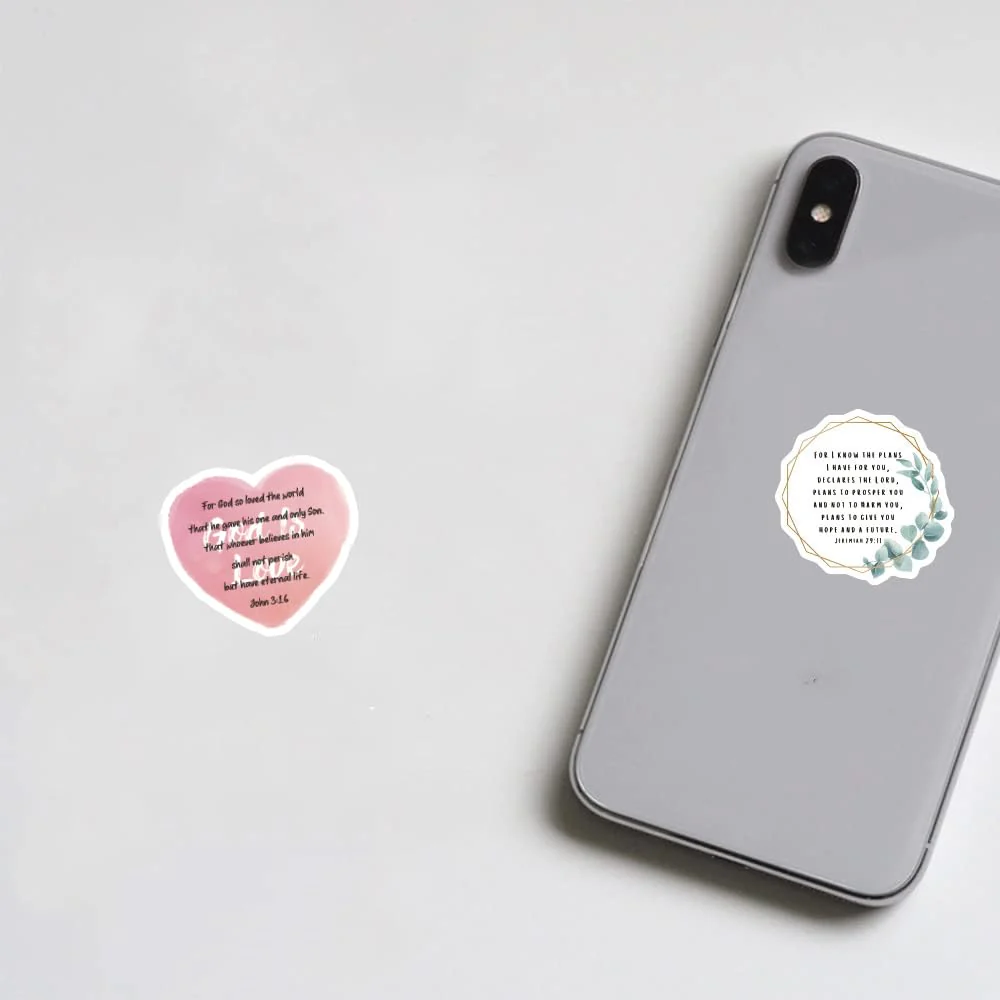 100PCS Bible Verse Faith Stickers,Christian Inspirational Stickers,Jesus Stickers,Vinyl Waterproof Stickers,for Water Bottle Laptop Phone Bumper Computer Guitar,Teens Adults Women Christian Gift Bible Verse Stickers - Image 3