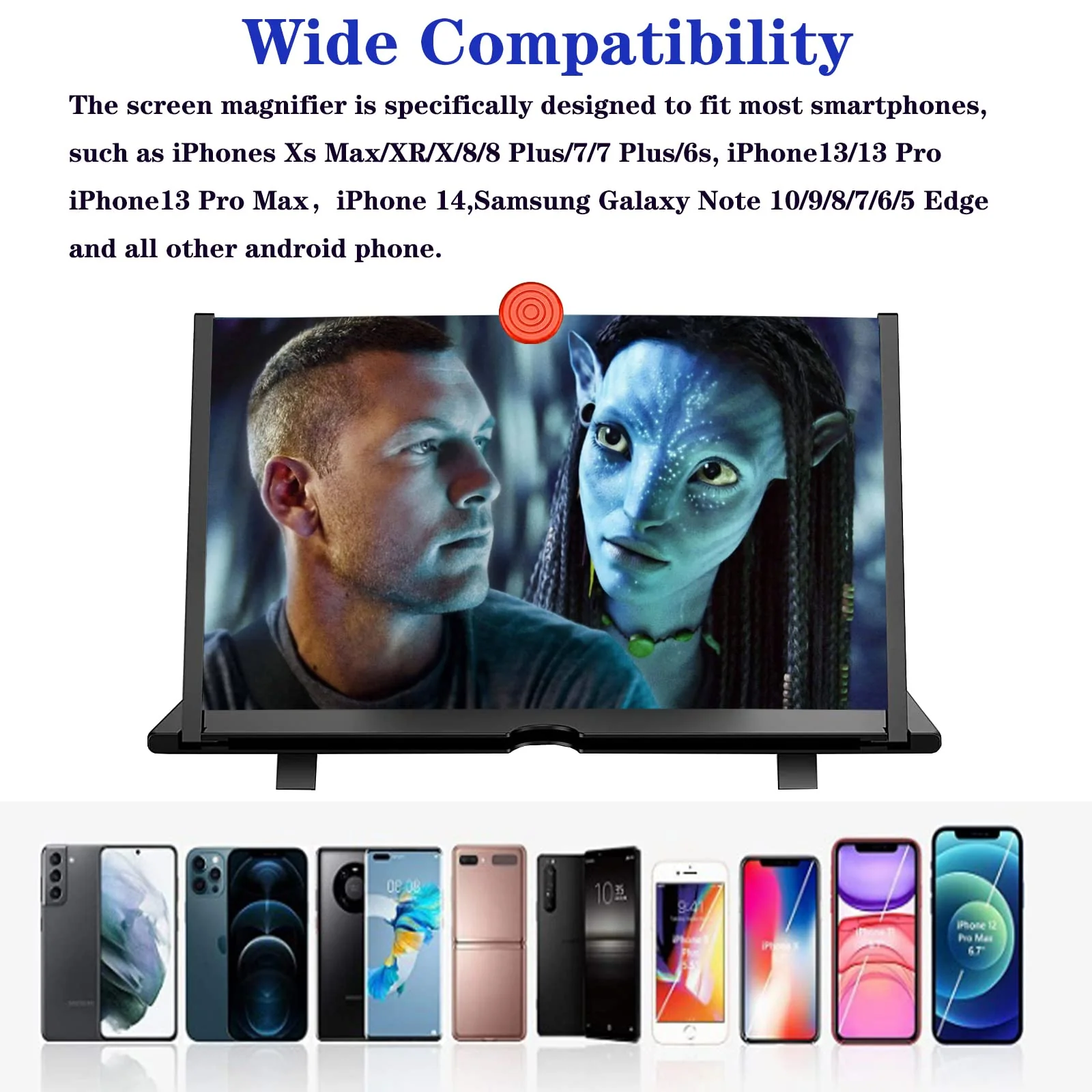 12" Screen Magnifier for Cell Phone,3D Magnifying Projector Screen Enlarger Expander for Movies, Videos, and Gaming, Foldable Phone Stand with Screen Amplifier, Compatible with All Smartphones Black-12inch - Image 3