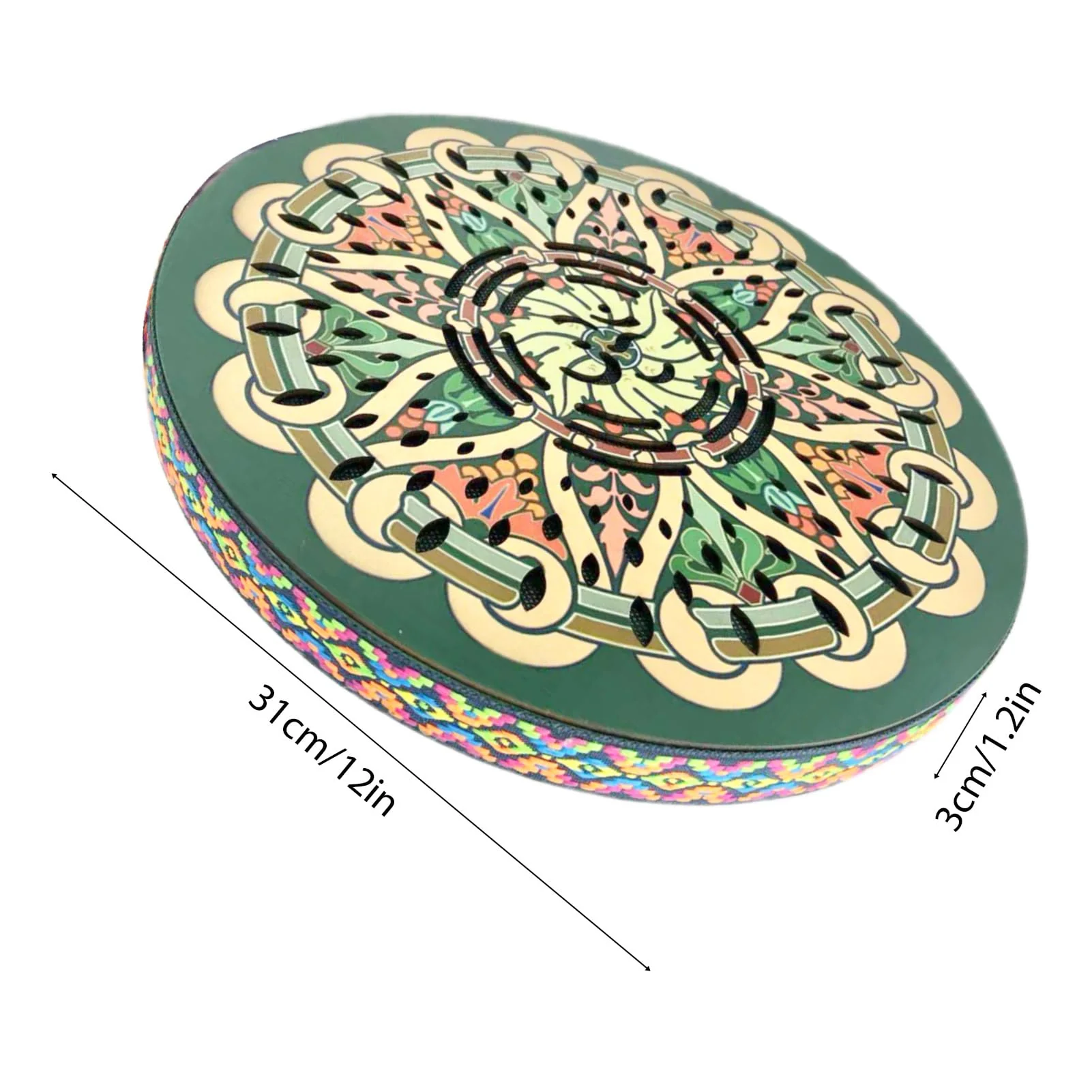 12INCH Ocean Drum,Sound Healing,Rain Disk "Water-Fall",Onomatopoeic Music,Gift For Yoga Meditation Performance Accompaniment(Green Flower) Green Flower - Image 2
