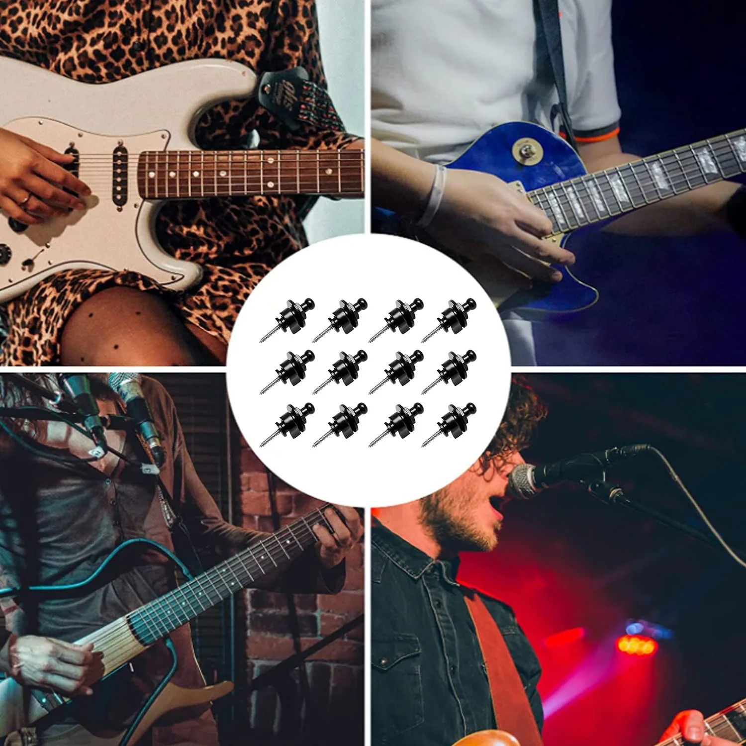 12Pcs Guitar Strap Locks and Buttons, Guitar Strap Locks Set Guitar Strap Lock Buttons, Metal Guitar Strap Buttons Locks, Metal Button Security Straplock for Electric Acoustic Guitar, Bass, Ukulele - Image 7