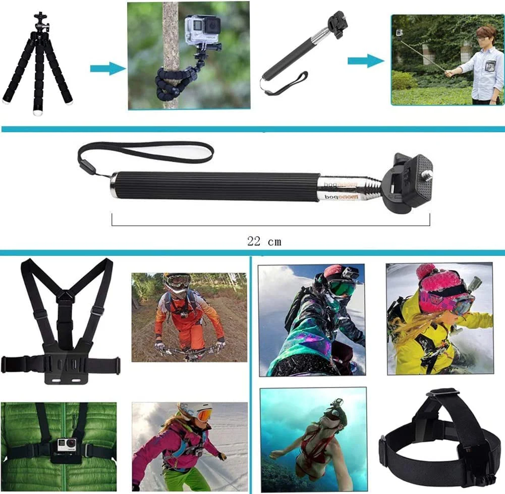 13-in-1 Accessories for Gopro, Action Camera Accessory Kit Compatible with GoPro Hero 12 11 10 9 8 Max 7 6 5 4 Black SJ4000 and Other Sports Cameras - Image 3