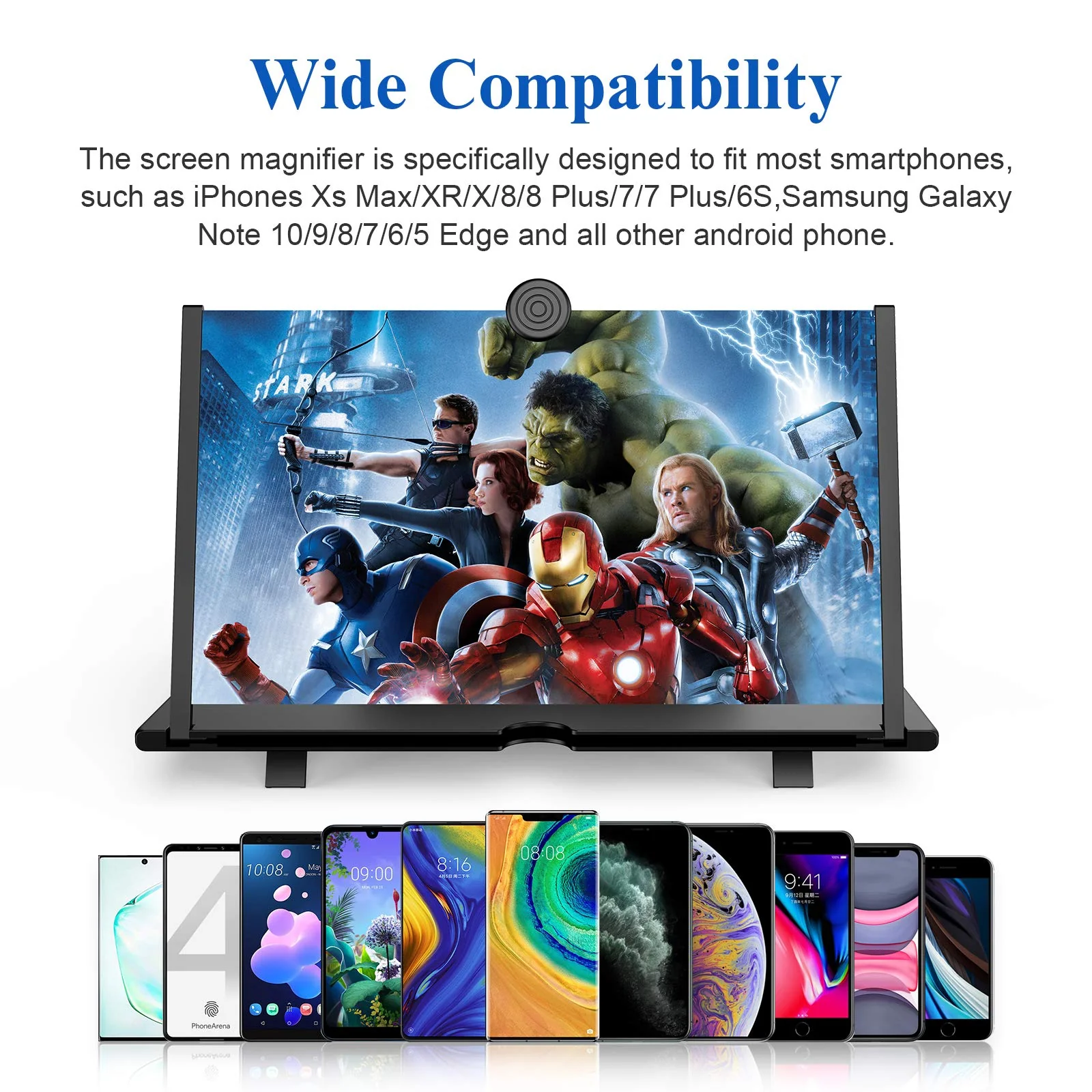 14" Screen Magnifier for Cell Phone -3D HD Magnifing Projector Screen Enlarger for Movies, Videos and Gaming – Foldable Phone Stand Holder with Screen Amplifier–Compatible with All Smartphones (Black) Black - Image 4