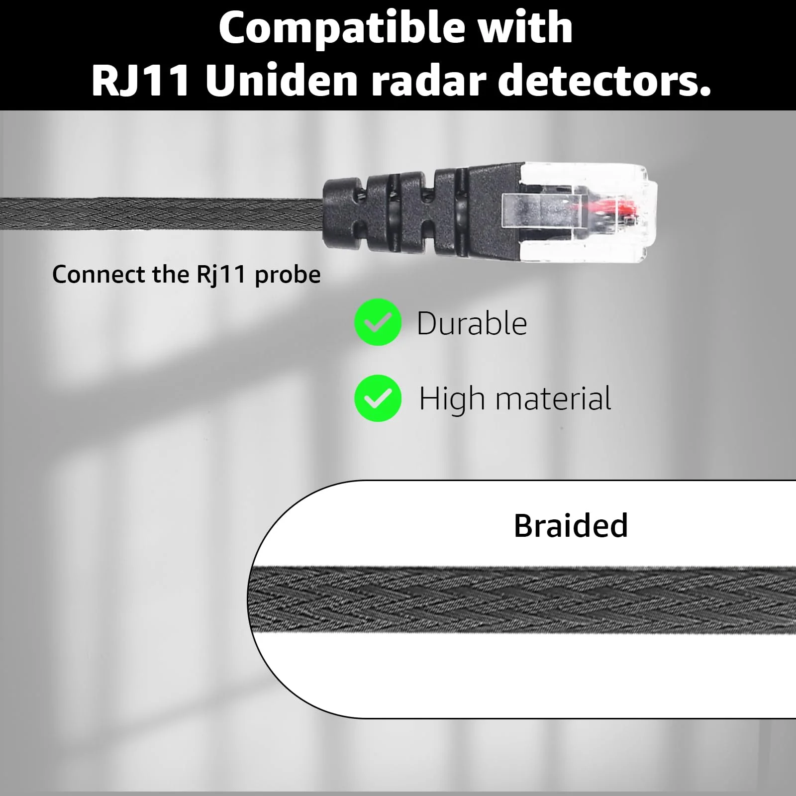 1PC RJ11 Replacement Mirror Wire Power Cord for Uniden Radar Detectors,Fits R4 R3 R1 R7 R8 Model(3005201U) 1 - Image 6
