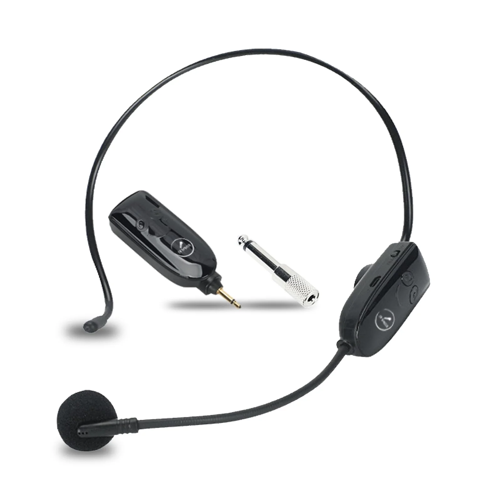2.4G Dual Wireless Microphone Headset, UHF Wireless Headset Mic and Handheld Mic 2 in 1, 165FT Range, 3.5mm & 6.35mm Jacks, Ideal for Teaching, Fitness, Yoga, PA System, Amplifier, Training (Black) Black