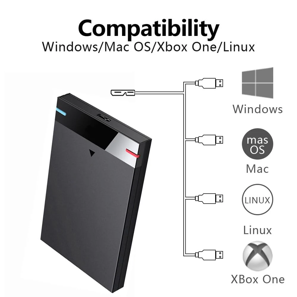 2.5'' 320GB Ultra Slim Portable External Hard Drive USB3.0 HDD Storage for PC, Desktop, Laptop, MacBook, Chromebook, Xbox One - Image 2