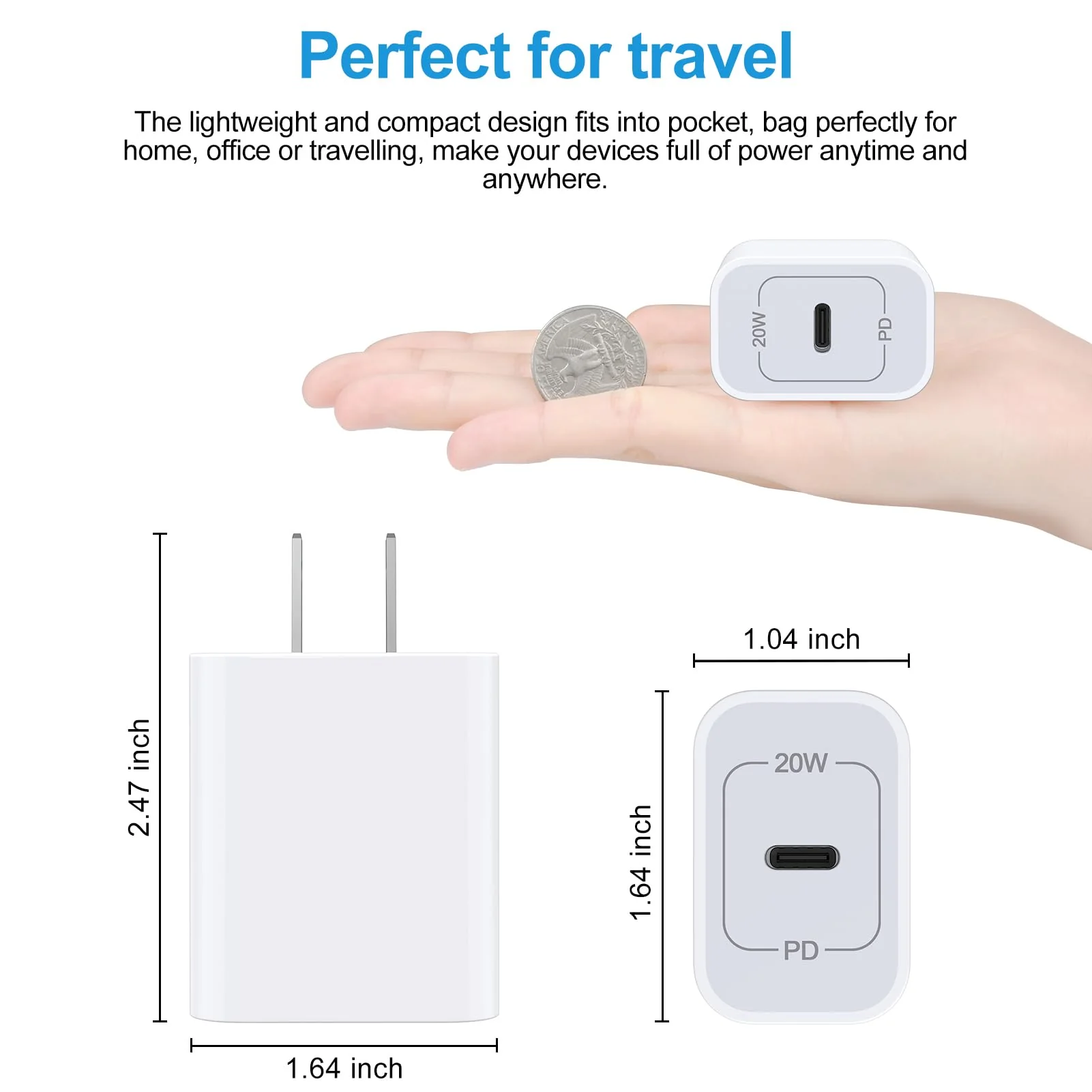 [2-Pack] 20W Samsung Fast Charging Block USB C Power Adapter Android Wall Plug Brick Type C Block for Galaxy A15 5G/A55/A35/A14 5G/A54/A25/A23/A13/A53/S24/S23 FE/S22/S21 FE/Z Flip 5,iPhone 15/14/13 - Image 5