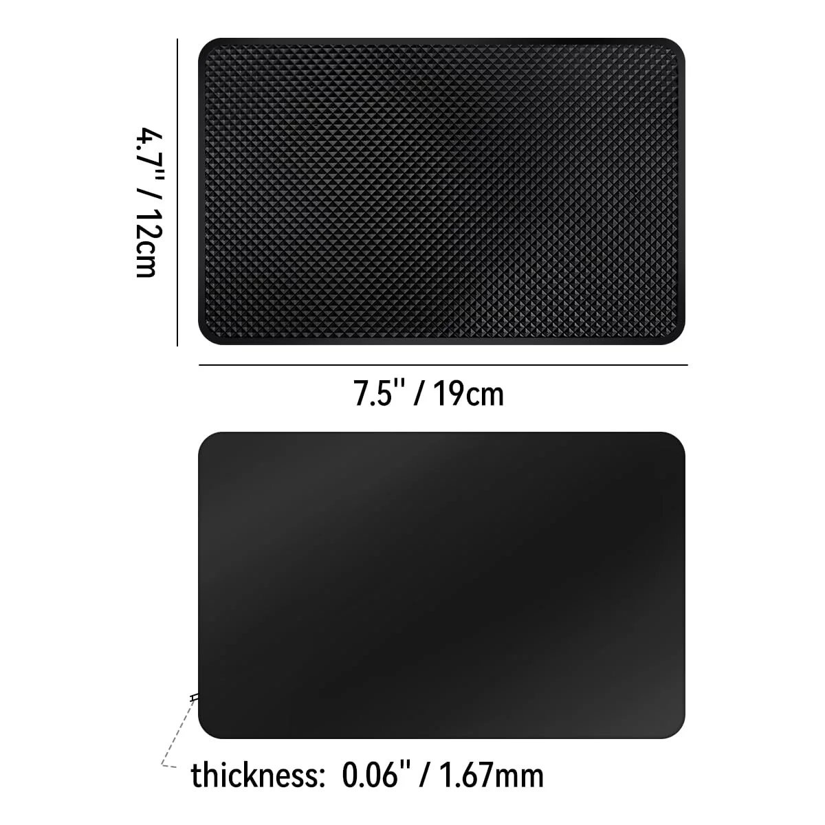 2 Pack Car Dashboard Anti-Slip Rubber Pad, Car Dashboard Non Slip Mat, Black Grid Anti Slip Sticky Pad for Cell Phone, Sunglasses, Keys Electronic Devices (7.5"x 4.7") 7.5"x 4.7" - Image 3