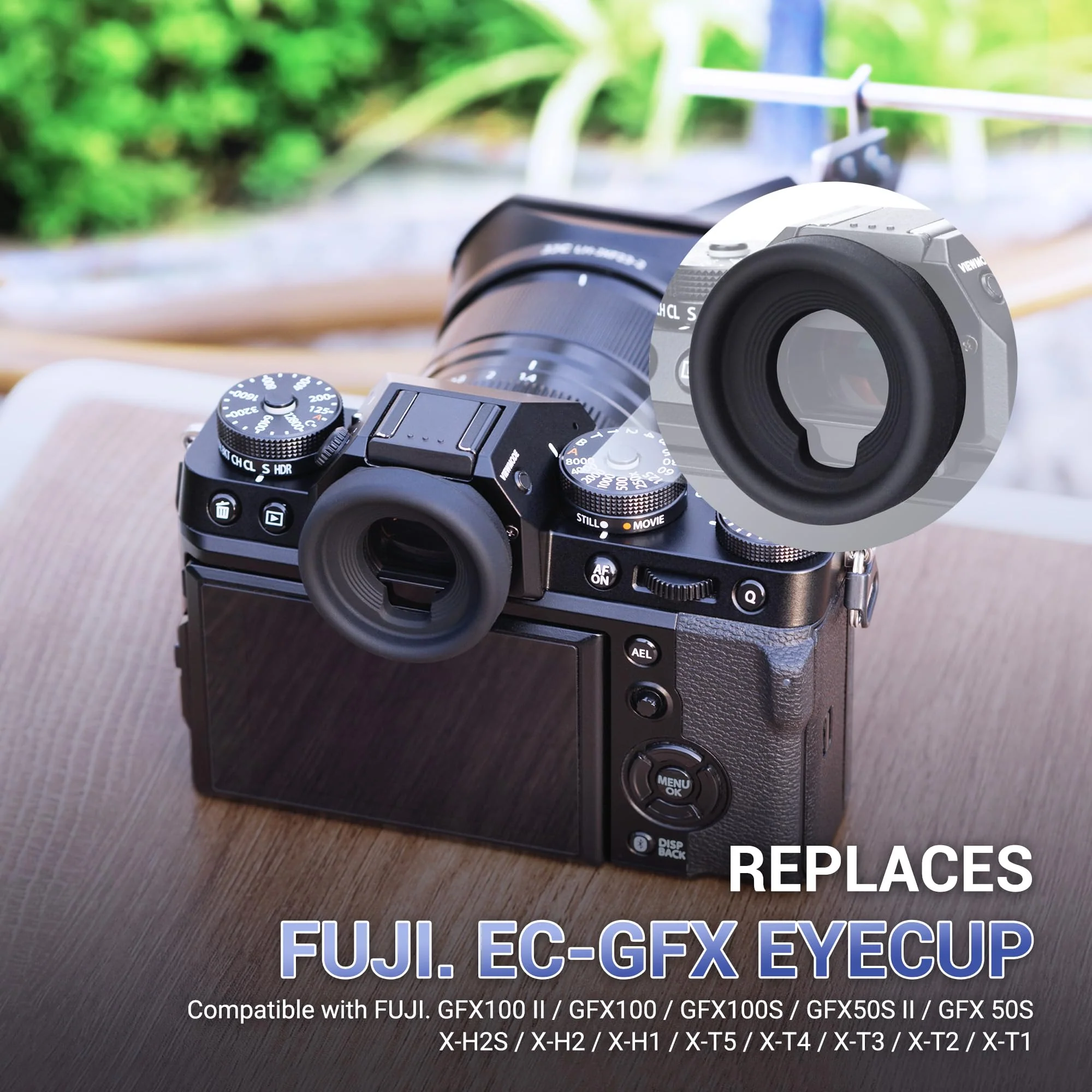 2 Pack Soft Silicone Camera Viewfinder Eyepiece Eye Cup for Fujifilm Fuji GFX100 II GFX100 GFX100S GFX50S II GFX 50S X-H2S X-H2 X-H1 X-T5 X-T4 X-T3 X-T2 X-T1, Replace Fujifilm EC-GFX Eye Cup - Image 2