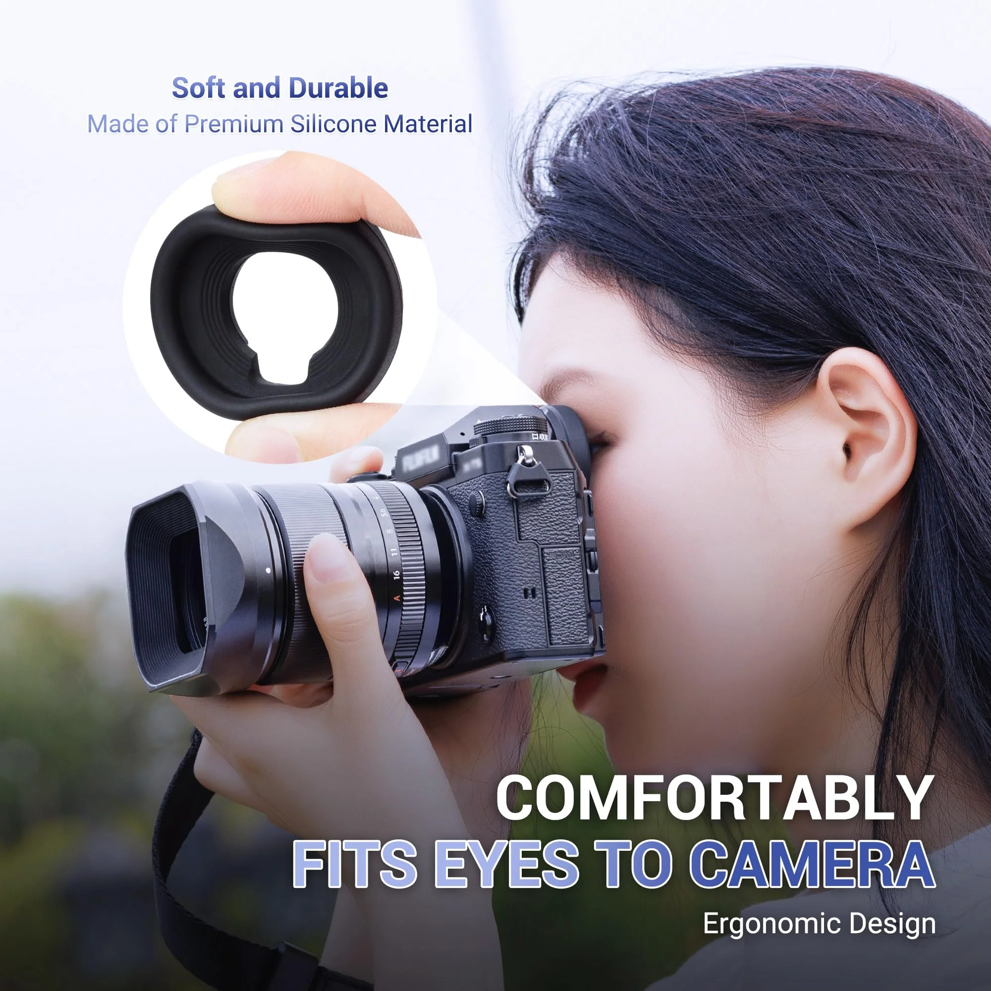 2 Pack Soft Silicone Camera Viewfinder Eyepiece Eye Cup for Fujifilm Fuji GFX100 II GFX100 GFX100S GFX50S II GFX 50S X-H2S X-H2 X-H1 X-T5 X-T4 X-T3 X-T2 X-T1, Replace Fujifilm EC-GFX Eye Cup - Image 4