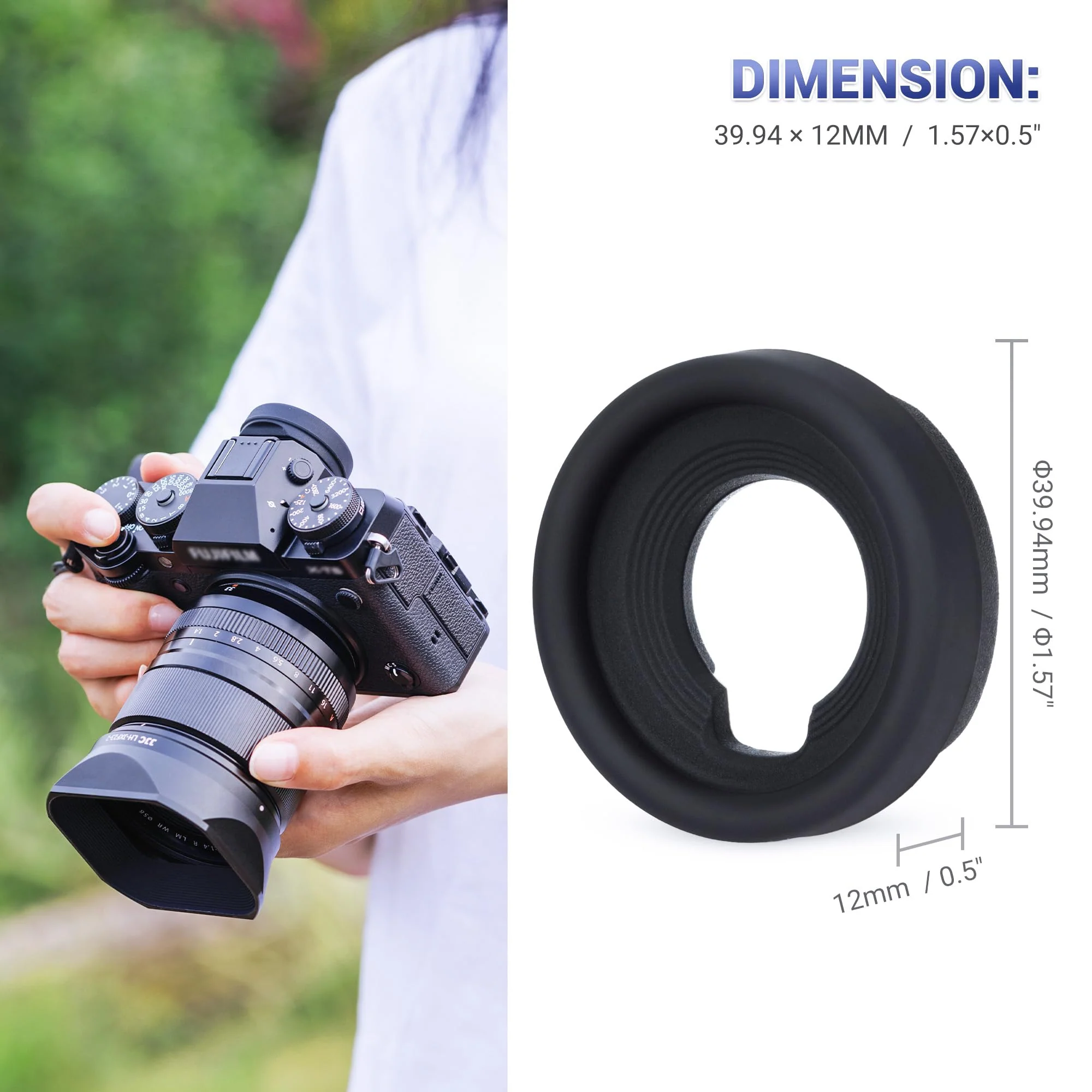 2 Pack Soft Silicone Camera Viewfinder Eyepiece Eye Cup for Fujifilm Fuji GFX100 II GFX100 GFX100S GFX50S II GFX 50S X-H2S X-H2 X-H1 X-T5 X-T4 X-T3 X-T2 X-T1, Replace Fujifilm EC-GFX Eye Cup - Image 5