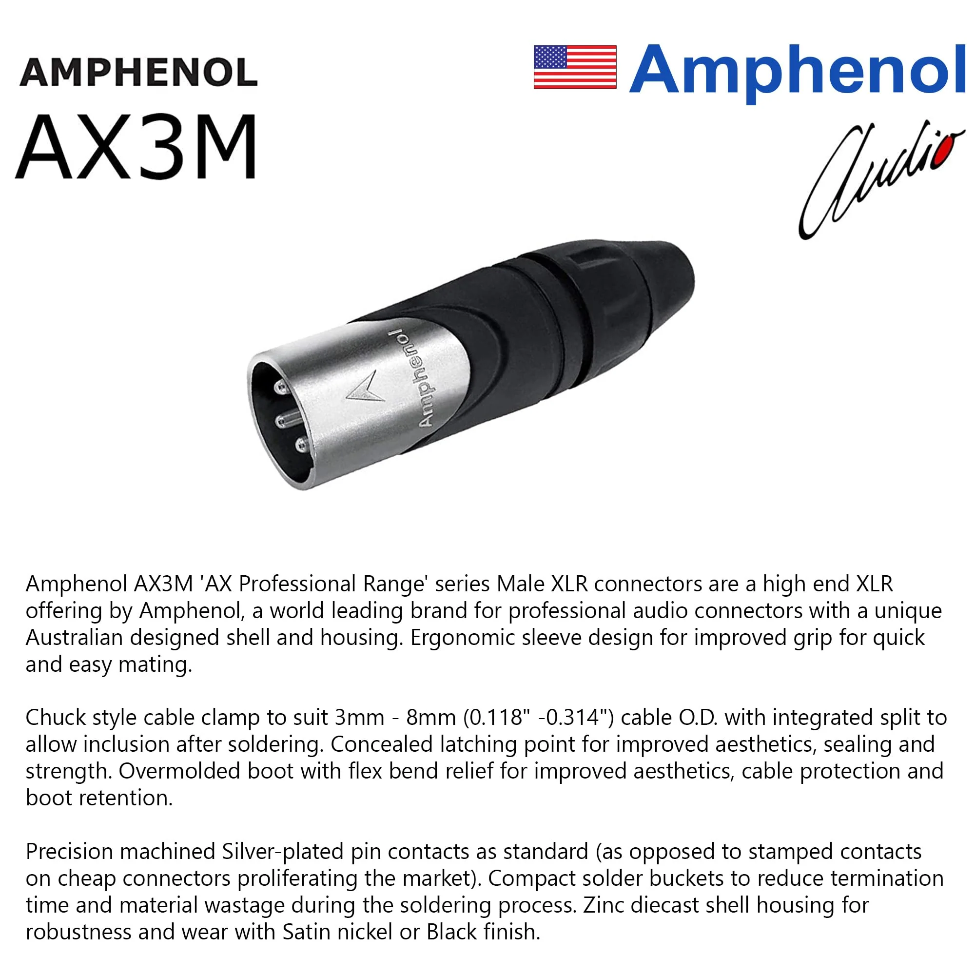 2 Units - 3 Foot - WBC-PRO-Quad Ultra-Silent Ultra-Flexible Balanced Star-Quad Cable with Amphenol Male & Female XLR Plugs & Black Tweed Jacket - Image 5