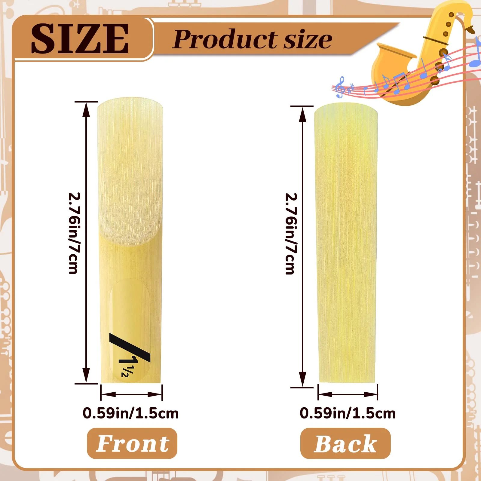 20 Pieces Alto Saxophone Sax Reeds Alto Saxophone Reeds Bamboo Saxophone Reeds with Individual Case for Clarinet Soprano or Alto Sax (1.5 in Strength) - Image 3