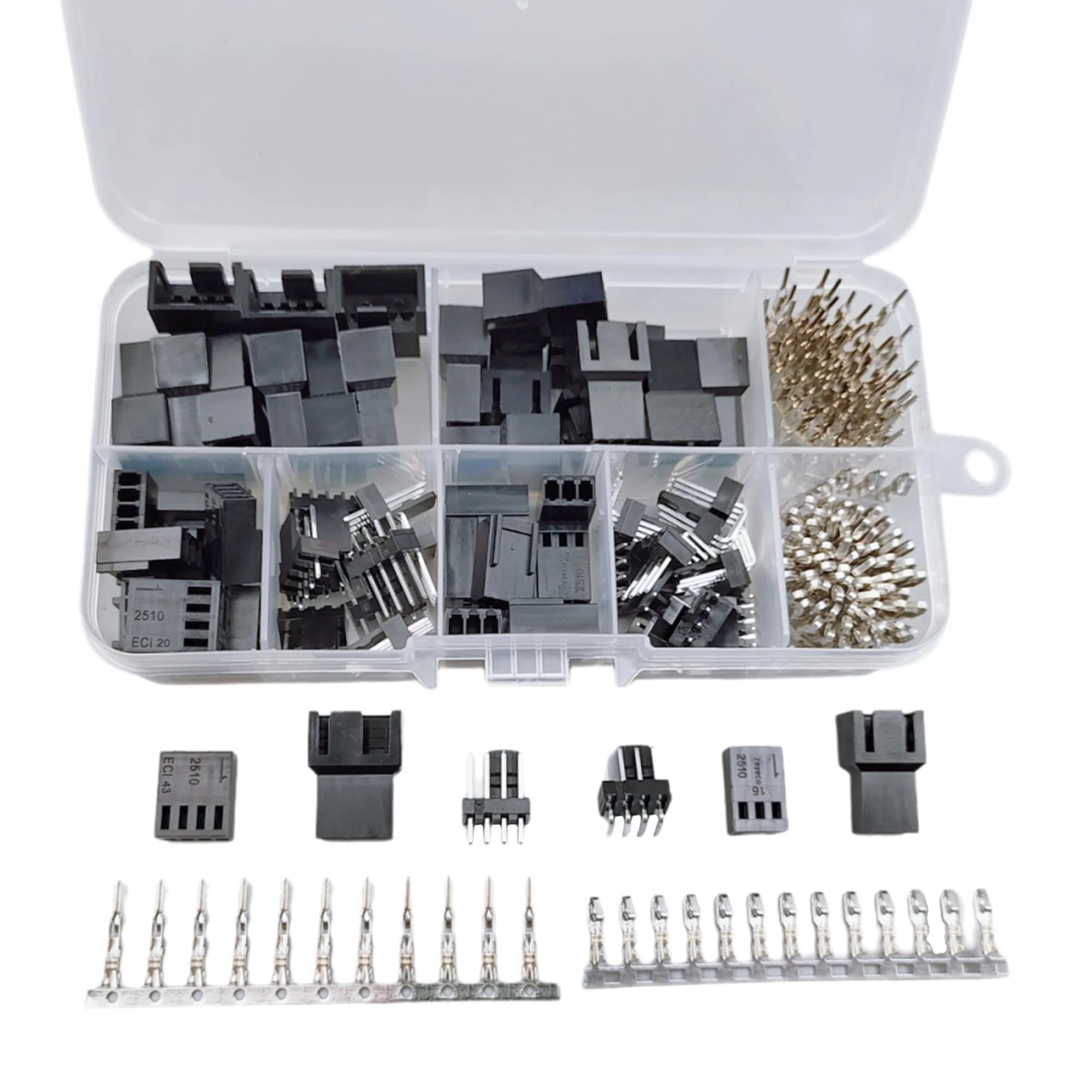 200PCS PWM Plastic Shell Computer Case Cooling Fan Male Female Plug Interface 3-Pin/4-Pin PC Fan Connector Kit