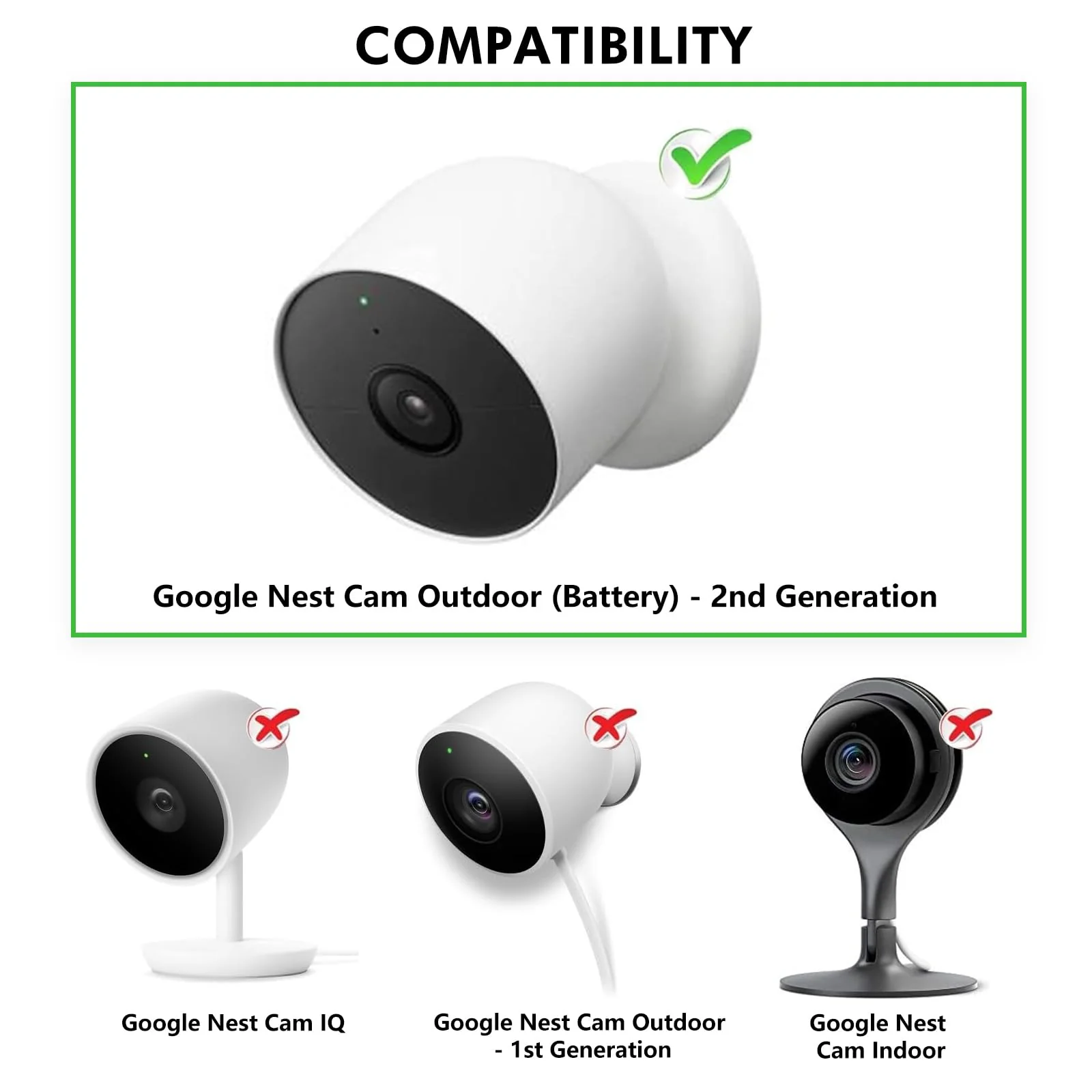 25ft/7.5m Power Cable Compatible with Google Nest Cam Outdoor or Indoor, Battery(2nd Gen), Weatherproof 5V 2A Charging Cable for Nest Cam Continuously with One-Piece Molding Adapter - Image 2
