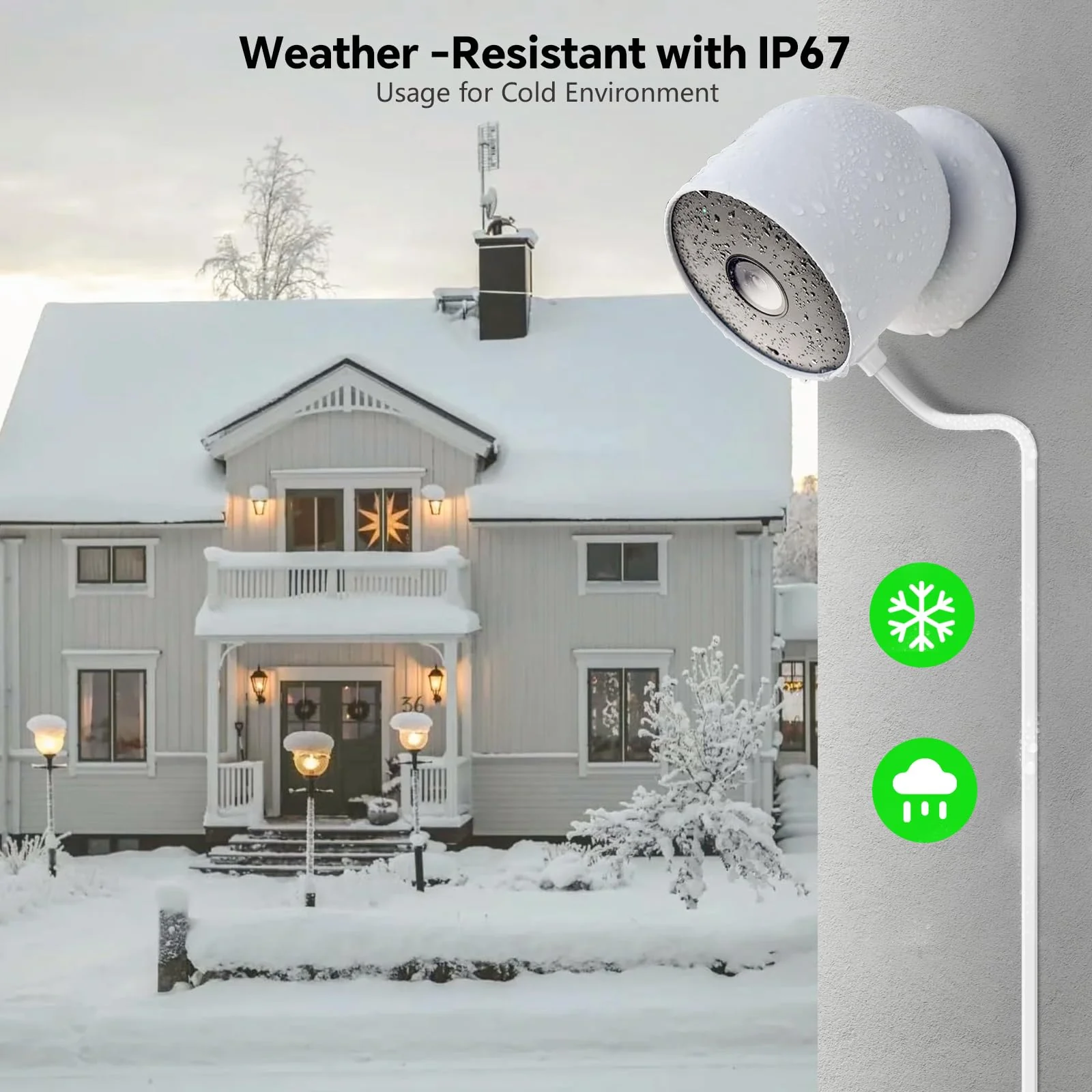 25ft/7.5m Power Cable Compatible with Google Nest Cam Outdoor or Indoor, Battery(2nd Gen), Weatherproof 5V 2A Charging Cable for Nest Cam Continuously with One-Piece Molding Adapter - Image 5