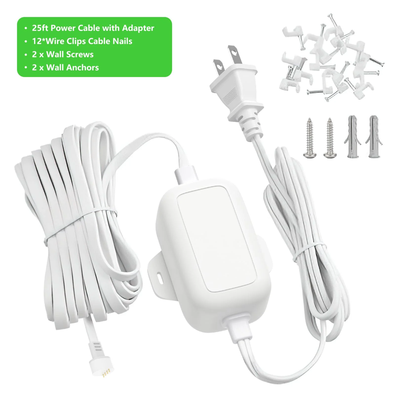 25ft/7.5m Power Cable Compatible with Google Nest Cam Outdoor or Indoor, Battery(2nd Gen), Weatherproof 5V 2A Charging Cable for Nest Cam Continuously with One-Piece Molding Adapter - Image 7