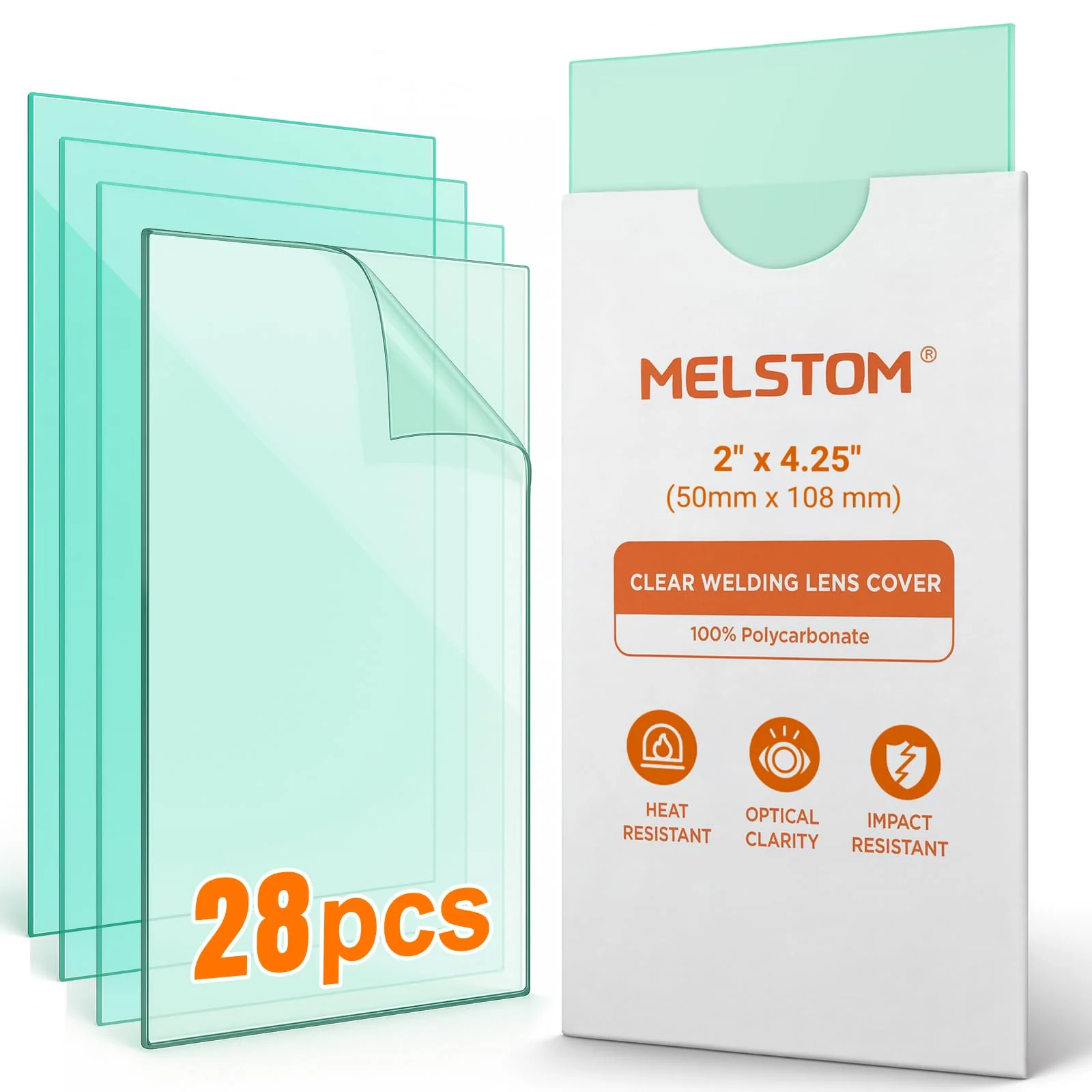 28 Pack 2 x4.25 inches Clear Welding Lenses, 0.04" Thick Replacement 2x4 Welding Lens, Welding Hood Clear Lenses for Most Standard Size Helmets 28PCS