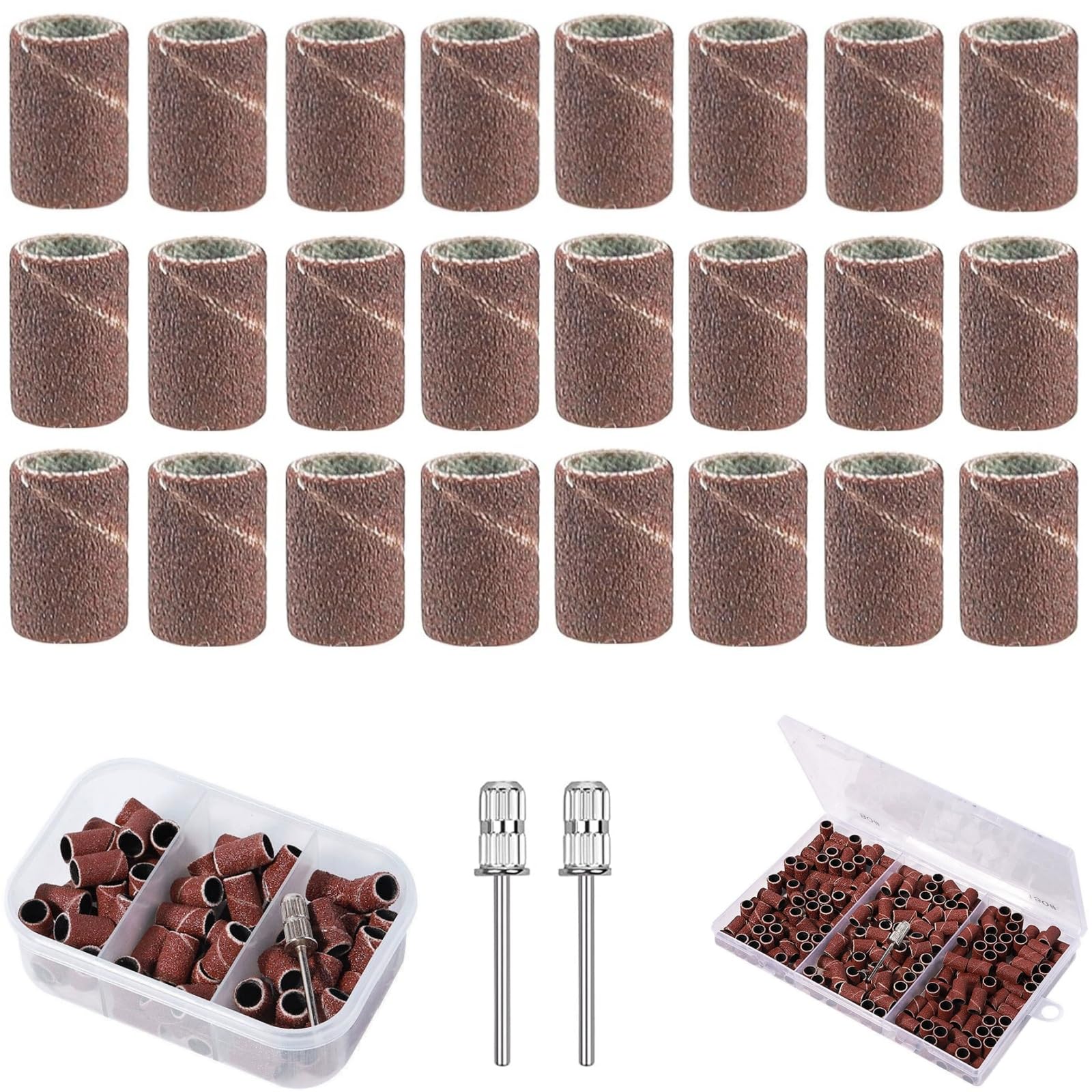 287 Piece Sanding Sleeve Set for Dremel Sanding Attachments 80/120/180 Grit Sanding Drum with Free Box Including 285 Pieces Sanding Belt Sleeves and 2 Pieces Sanding Roller