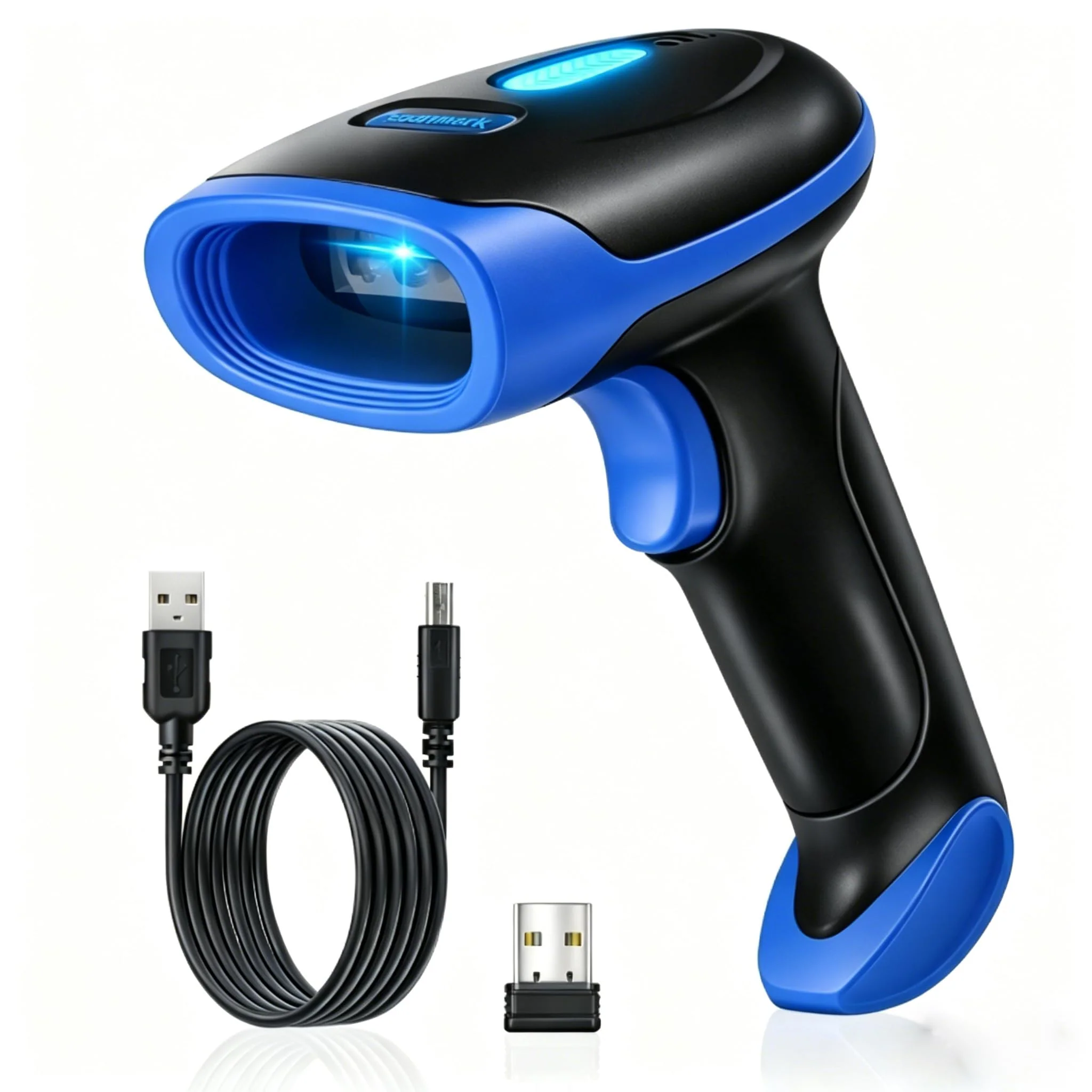 2D Bluetooth Wireless Scanner, QR 1D Bar Code Scanners Handheld Barcode Reader with Updated 640 X 480 Pixel CMOS, Plug & Play USB Barcode Scanner for iPhone, Android, iPad, Tablet, PC Computers 1D 2D USB Wired +2.4 G Wireless +Bluetooth (3 in 1 )