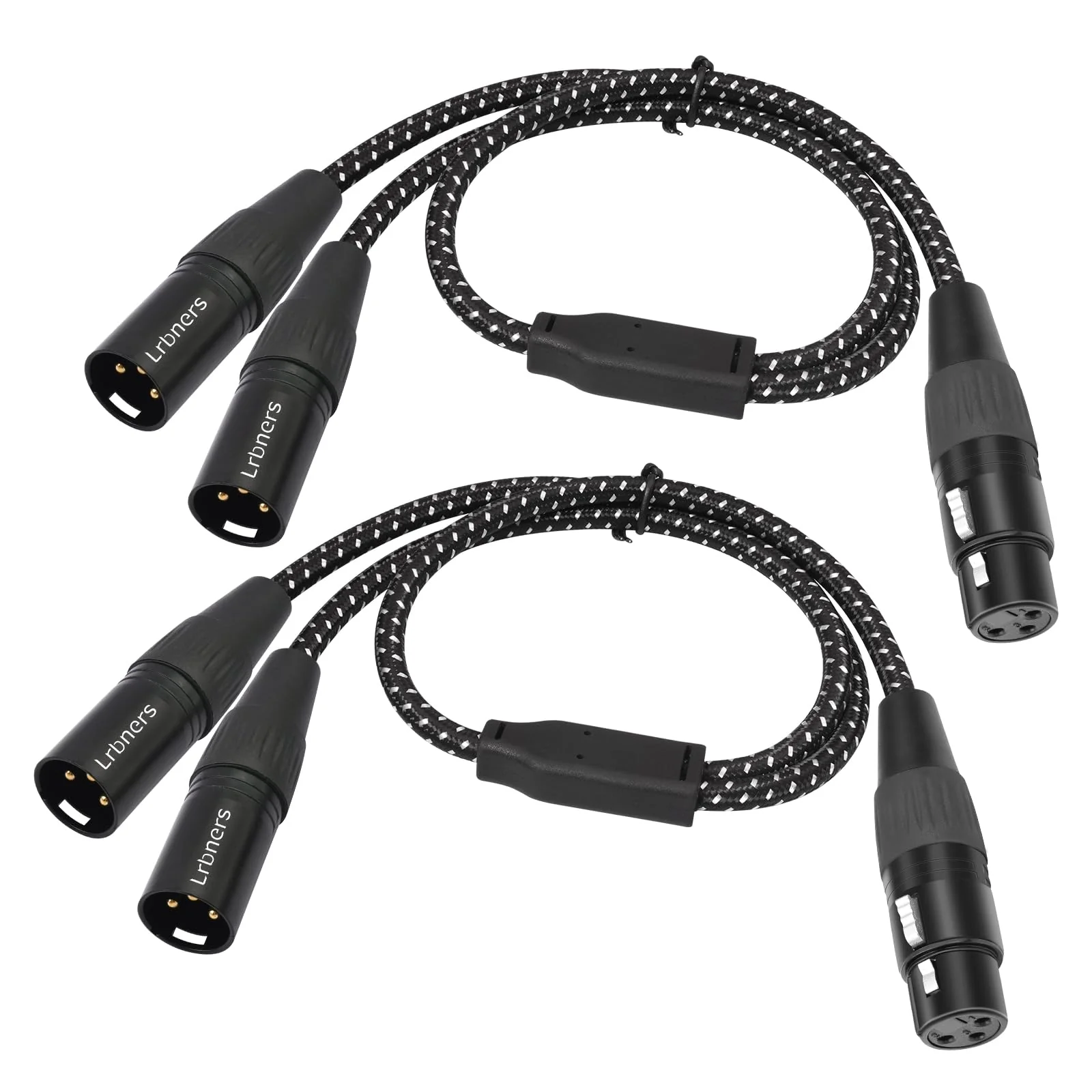 2FT XLR Female to Dual Male Cable – 3pin XLR Y-Splitter Adapter for PA Systems & Multi-Device Routing 2-Pack 1 Female to 2 Male