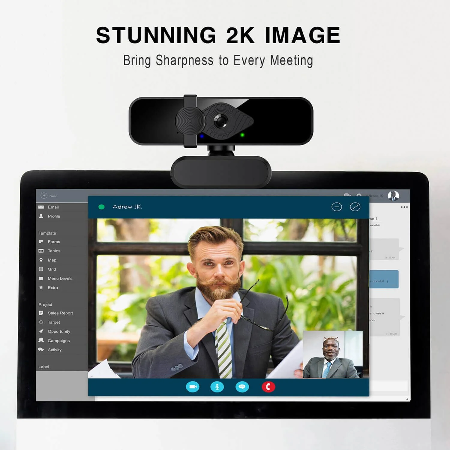 2K Webcam for PC, 85° View USB Computer Camera, with Noise Canceling Microphone & Privacy Cover, HD Web Camera for Desktop Laptop Monitor Mac Streaming, Gaming & Video Calling Webcam 2K Webcam - Image 2
