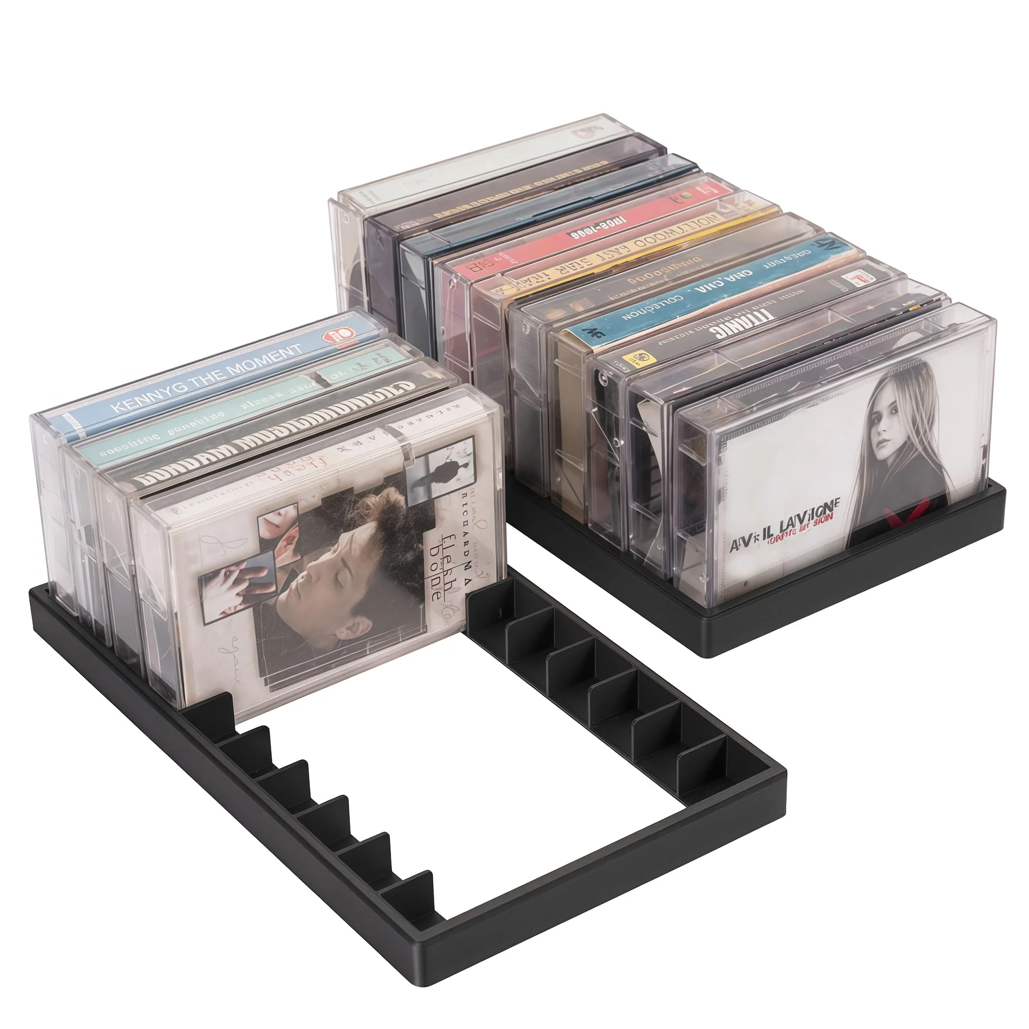 2Packs Cassette Tape Storage Organizer Rack- 20 Slots Audio Cassette Tape Holder, Durable And Stylish Design for Home, Studio, Collectors, Easy to Move And Organize Audiotapes