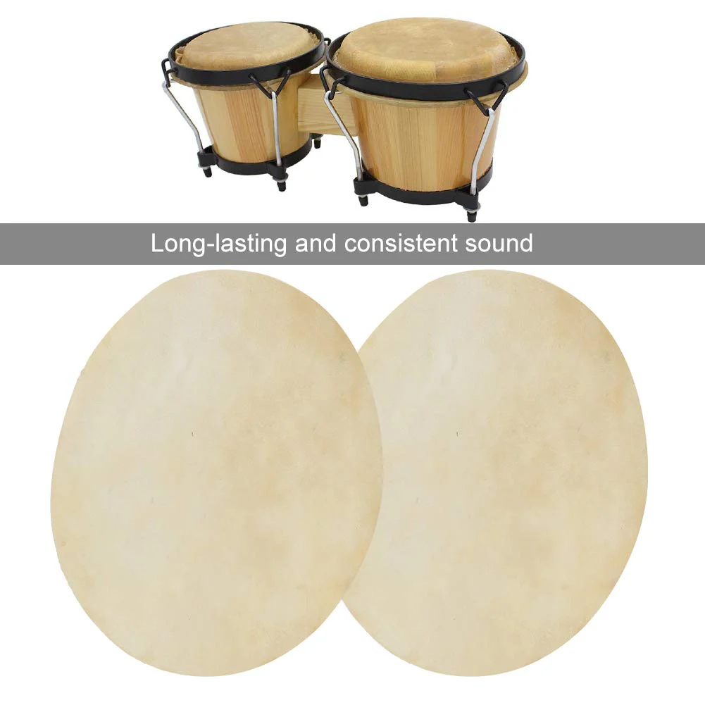 2pcs Bongo Drum Head, Faux Buffalo Leather Drum Head with Consistent Clear Sound Accessory for African Bongo Drums(9.0 inch) 9.0 inch - Image 2