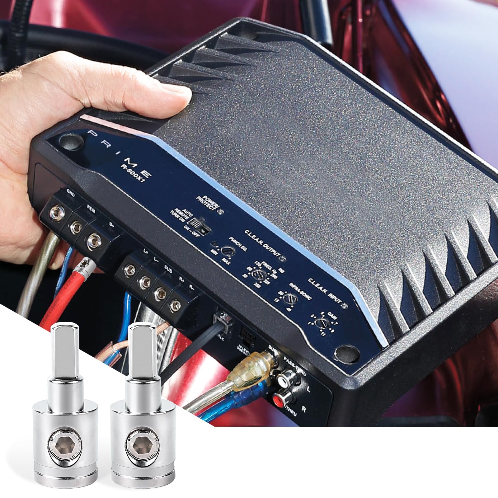 2PCS Heavy-Duty Car Stereo Audio Wire Reducer - 0 Gauge to 4 Gauge for Amp Input, AWG Pin Power & Ground Connection, Fits Most Cars 2PCS(0 to 4 Gauge) - Image 6