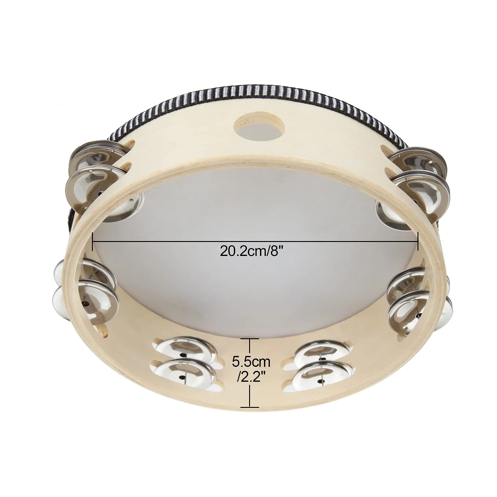 3 Pack 8 inch Tambourine for Adults Hand Held Wood Tambourine Metal Jingles Musical Educational Instrument Rhythm Percussion Tambourine for KTV, Party, Church (Single Row) - Image 2