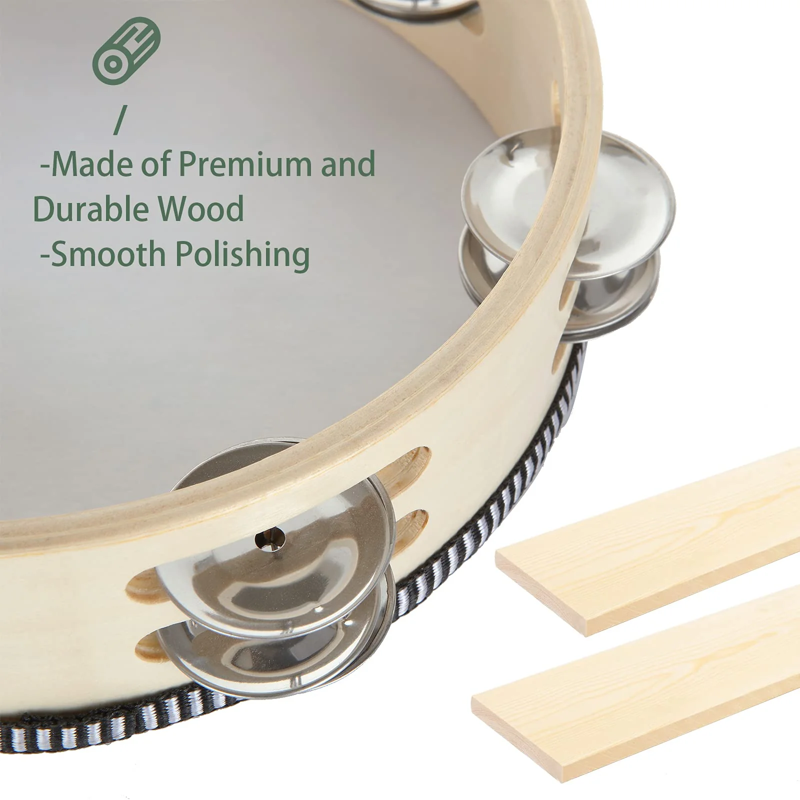 3 Pack 8 inch Tambourine for Adults Hand Held Wood Tambourine Metal Jingles Musical Educational Instrument Rhythm Percussion Tambourine for KTV, Party, Church (Single Row) - Image 5