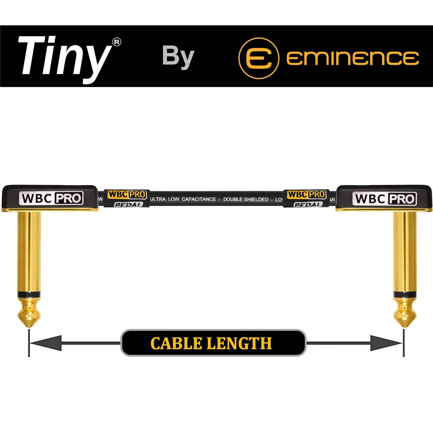 3 Units - 12 Inch - WBC-PRO-Pedal – 22 AWG - Low-Cap (18pF/ft) – Pro-Grade – Graphite-Based - Dual-Shielded Pedal, Effects, Patch, Instrument Cable with Eminence Tiny Gold Plated Angled TS Connectors - Image 6