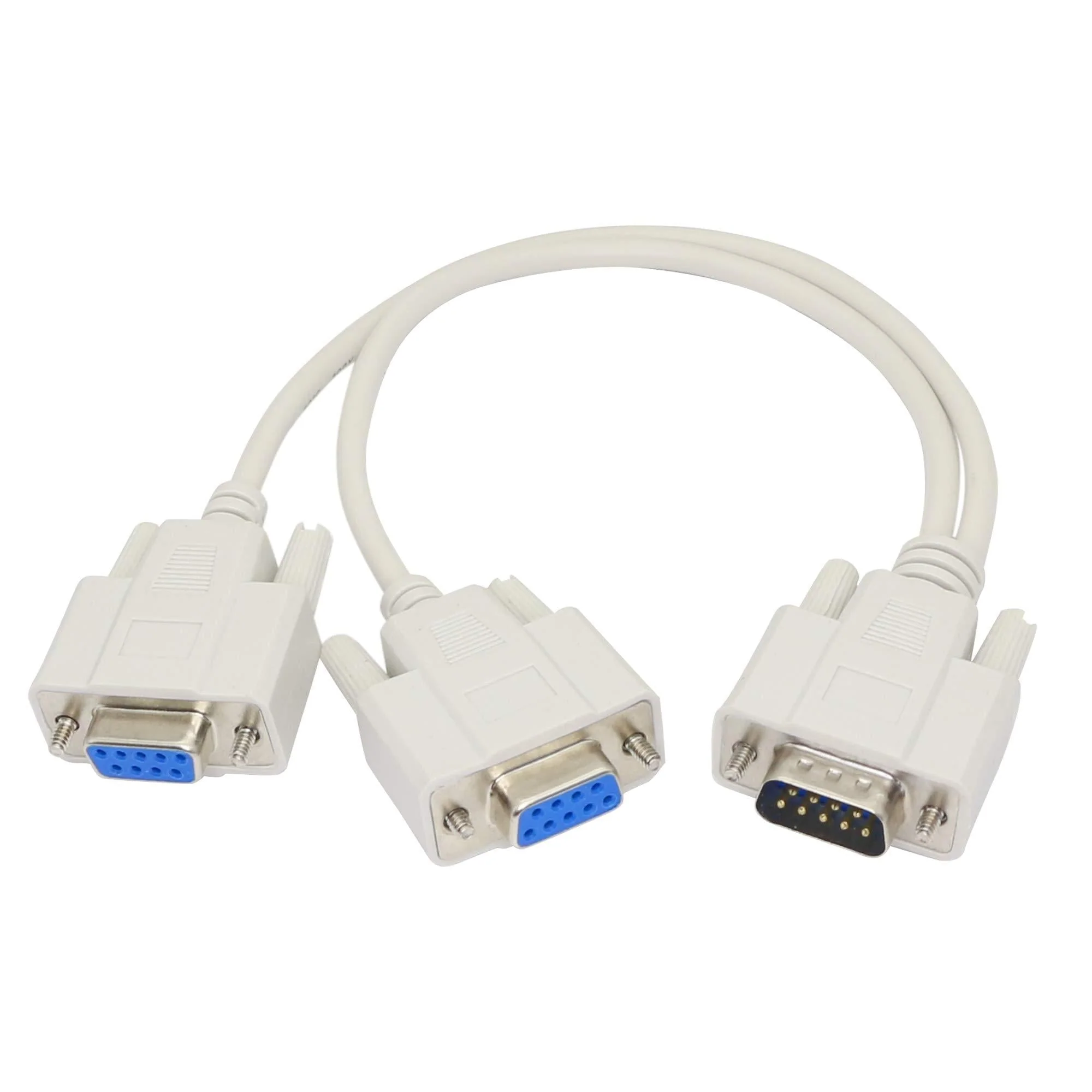 30cm DB9 Y Splitter Cable DB9 9 Pin 1 Male to 2 Female Rs232 Serial Splitter Adapter Straight-Through Cable YOUCHENG for Connect Various Serial Interface Devices