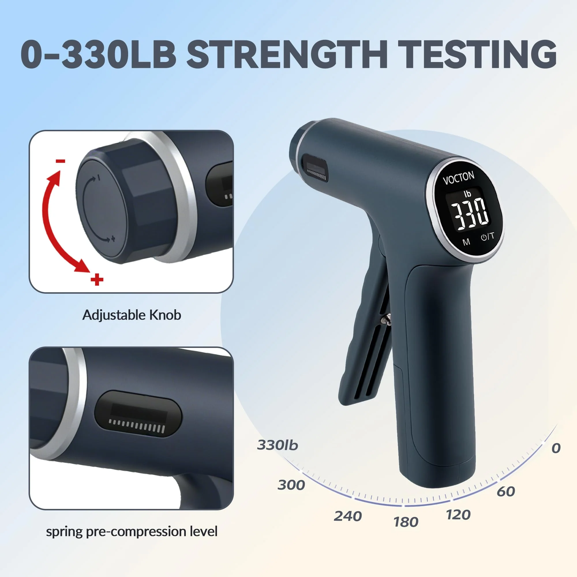 330lbs/150KG Handful Grip Strength Tester, Electronic Hand Dynamometer & Exerciser with Adjustable Resistance Trainer, LCD Screen, Ergonomic Handle for Home and Gym Use(Battery Not Included) - Image 6