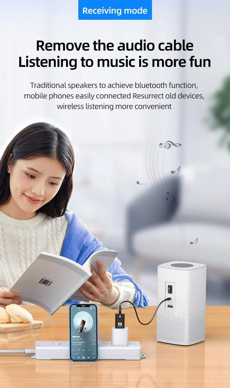 4-in-1 USB Audio Bluetooth Transmitter/Receiver with Surround Sound, 5.1 Channel, AUX Input and Microphone and Accessories - Image 3