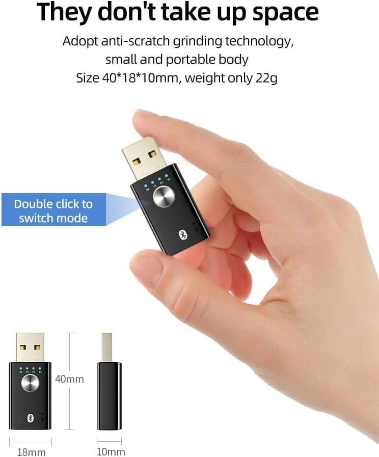 4-in-1 USB Audio Bluetooth Transmitter/Receiver with Surround Sound, 5.1 Channel, AUX Input and Microphone and Accessories - Image 8