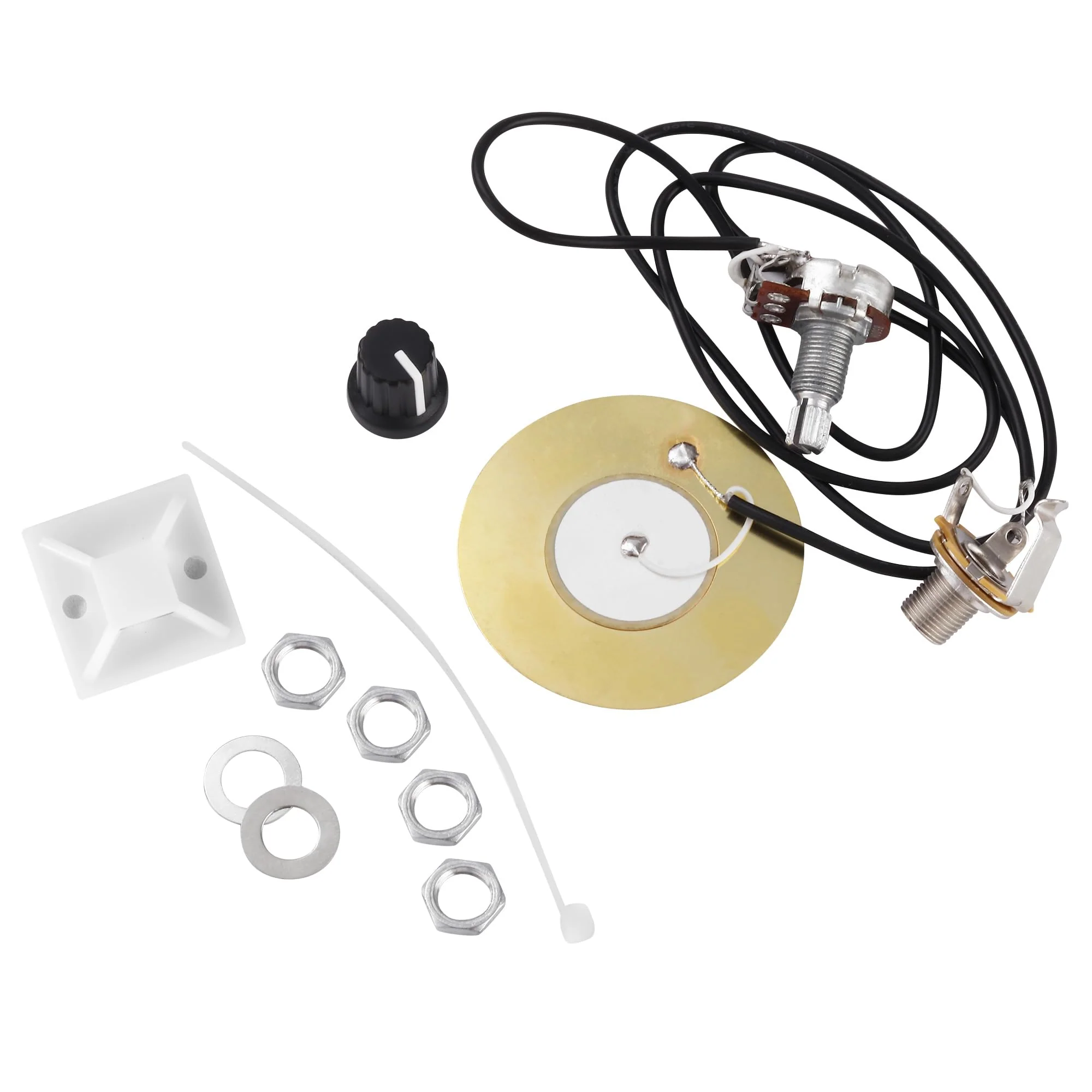 4 Packs 50mm Piezo Pickup Transducer Prewired Amplifier with 6.35mm Output Jack for Acoustic Guitars, Ukuleles, and Cigar Box Guitars - Image 2