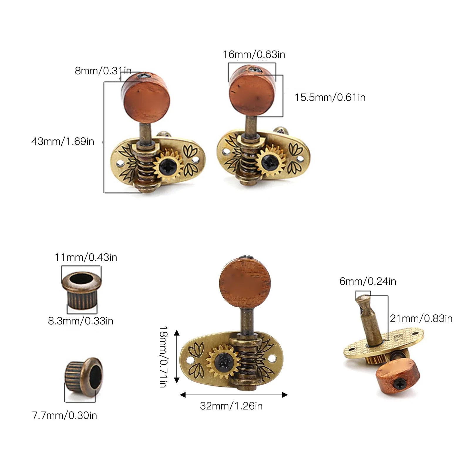 4 Pcs Guitar Tuner Pegs 2L2R Ukulele Tuning Pegs Classical Machine Heads Tuners for 4 String Ukulele Accessories - Image 2