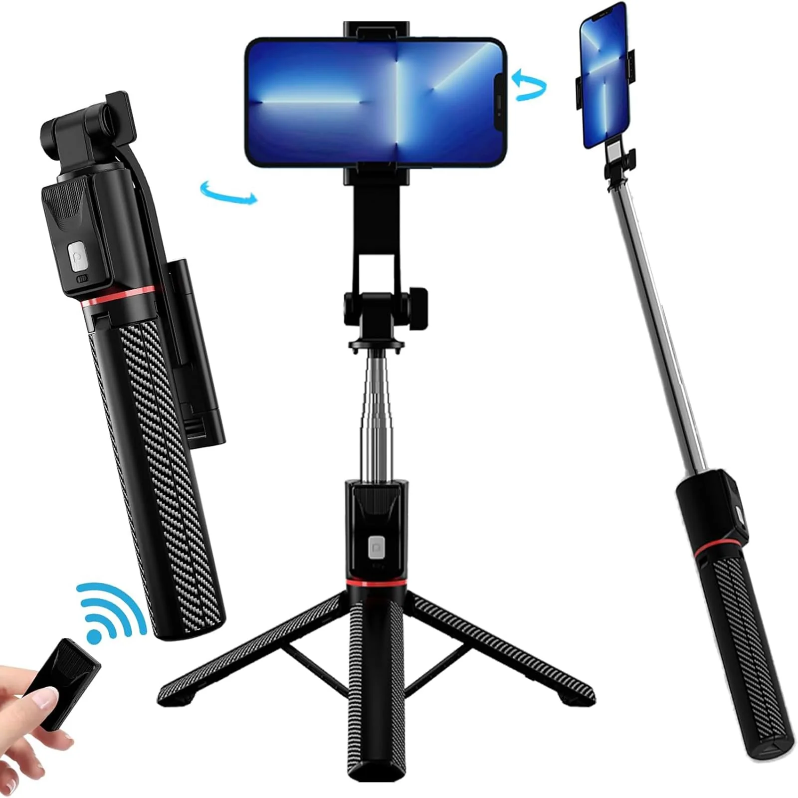 40'' Selfie Stick Phone Tripod - Extendable Tripod for iPhone and Selfie Stick Tripod with Remote, Cell Phone Tripod for Video Recording, iPhone 14/13/12 Pro Max/Android(40 inches)