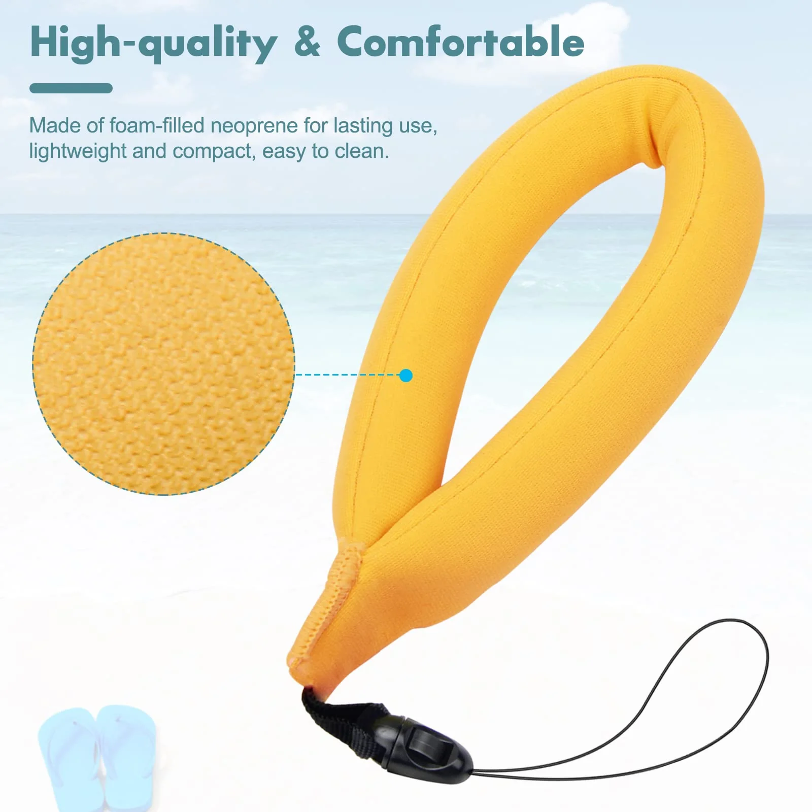 4Pcs Waterproof Camera Float Strap, Universal Floating Strap, Waterproof Camera Float Foam Strap for Underwater Camera Yellow - Image 3