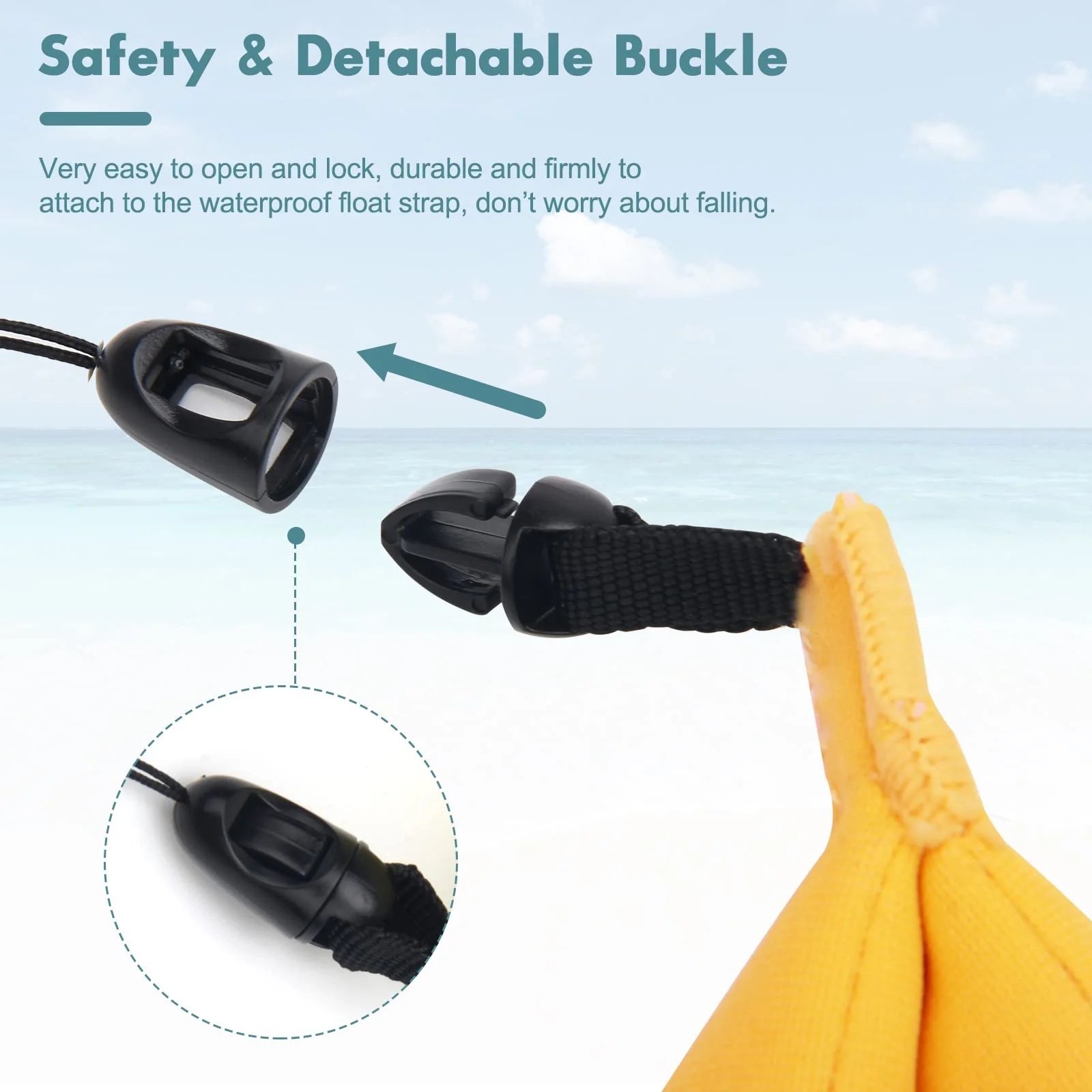 4Pcs Waterproof Camera Float Strap, Universal Floating Strap, Waterproof Camera Float Foam Strap for Underwater Camera Yellow - Image 4