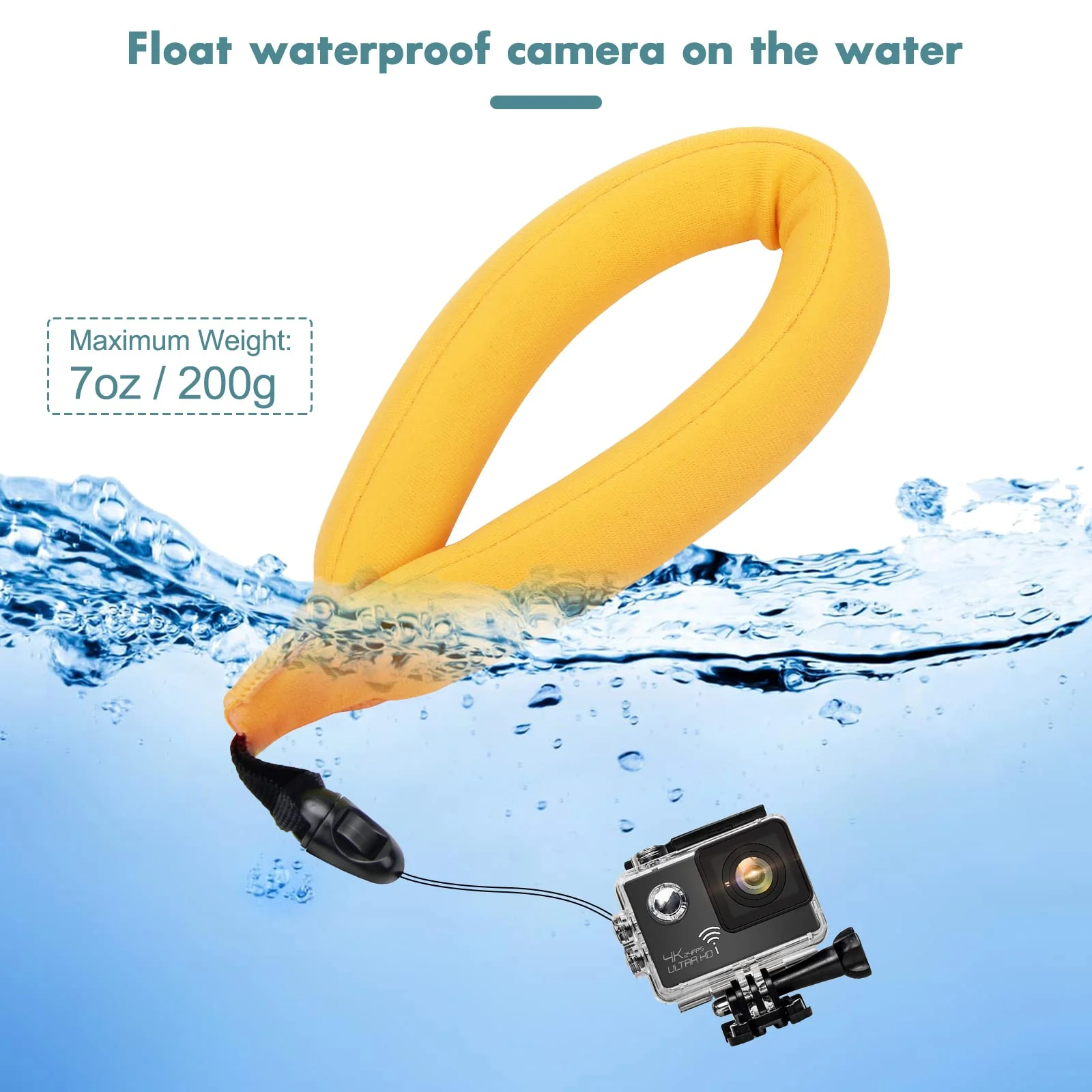 4Pcs Waterproof Camera Float Strap, Universal Floating Strap, Waterproof Camera Float Foam Strap for Underwater Camera Yellow - Image 6