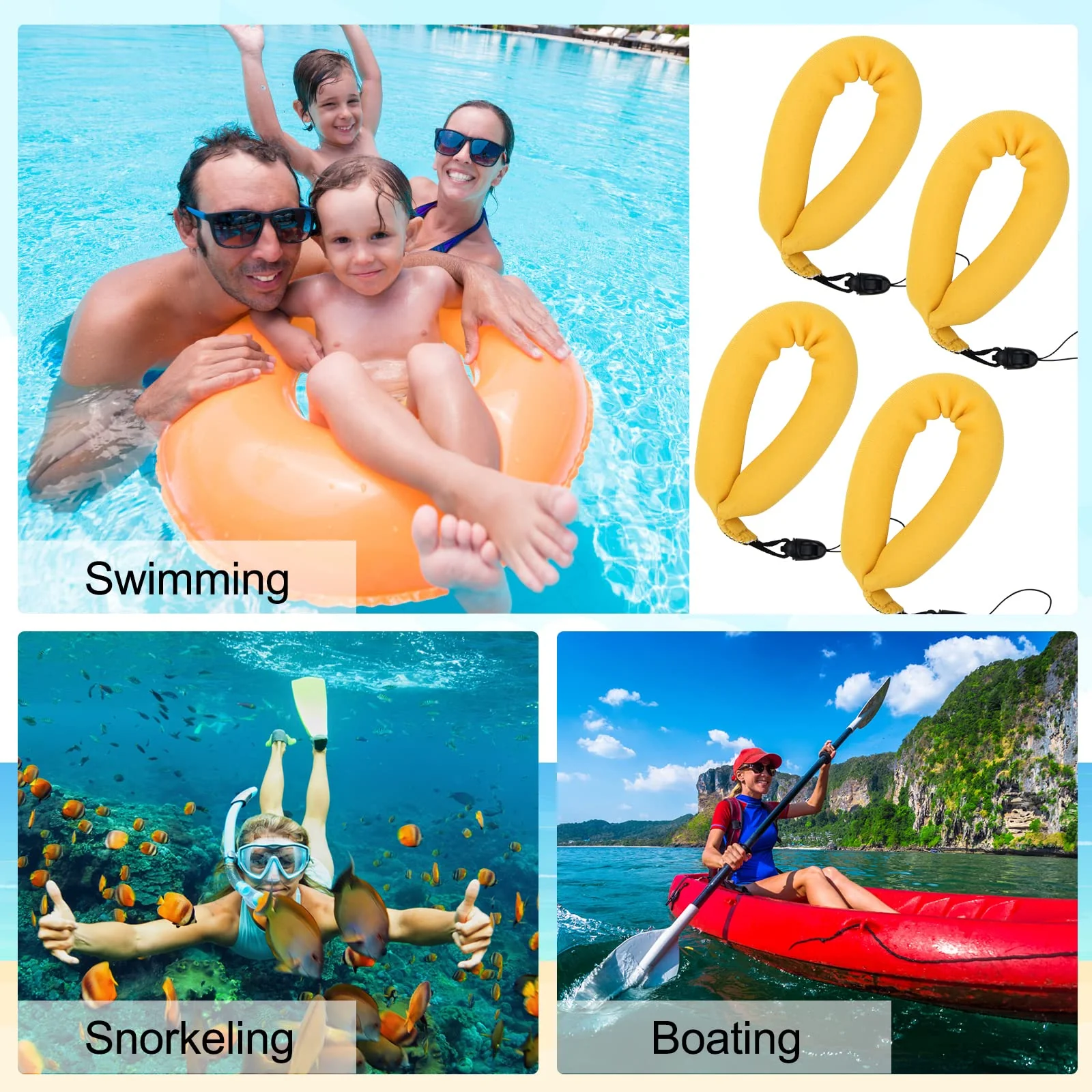 4Pcs Waterproof Camera Float Strap, Universal Floating Strap, Waterproof Camera Float Foam Strap for Underwater Camera Yellow - Image 7
