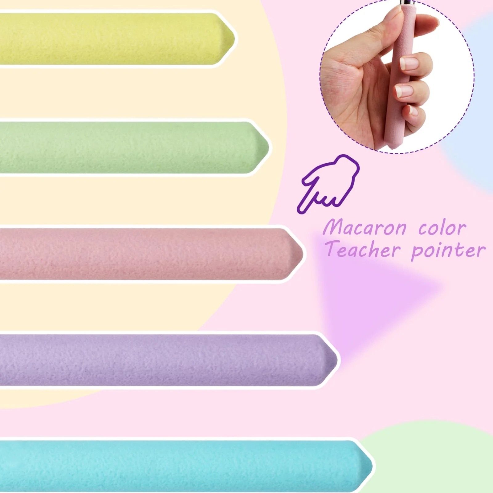 5 PCS Retractable Teacher Pointer Stick for Classroom Kids Reading Finger Pointer Stick for School Kindergarten Elementary, Classroom Supplies - Image 4