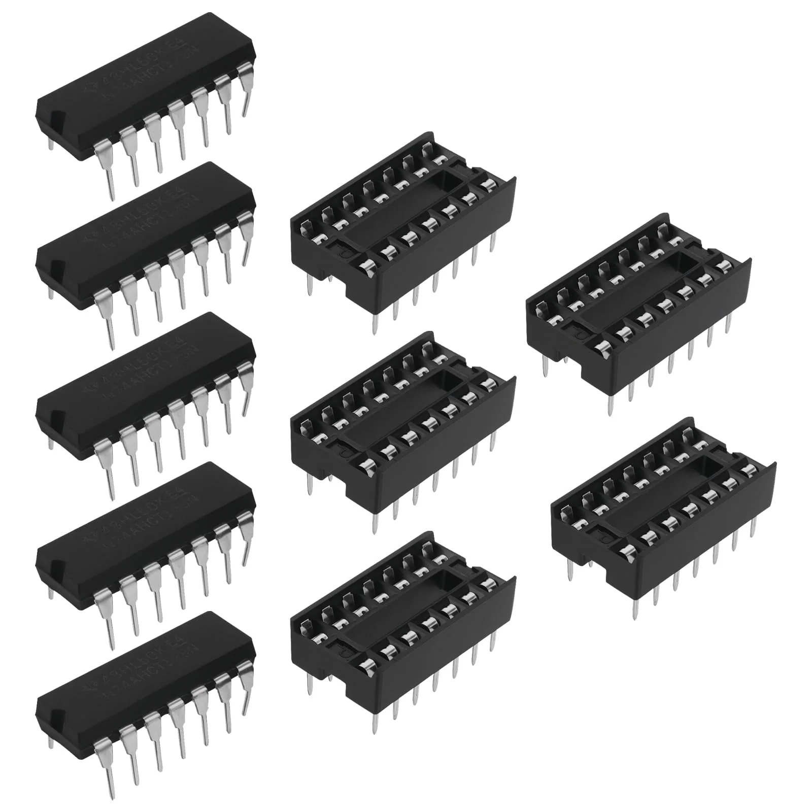 5 Sets of SN74AHCT125N Quad Bus Buffer Three-State Outputs Chips with Sockets for Digital Circuits Buffering