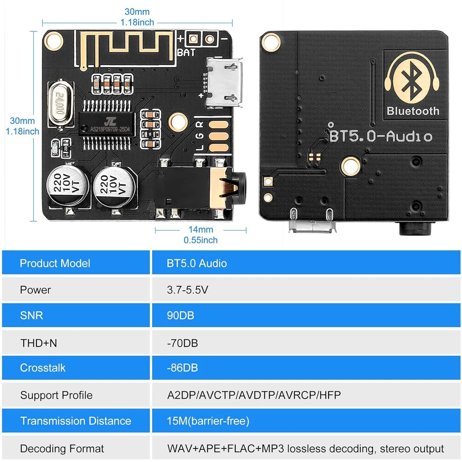 5pcs Bluetooth Audio Receiver Board BT 5.0 Stereo Audio Amplifier 3.7-5V Car Speaker Amplifier for DIY - Image 7