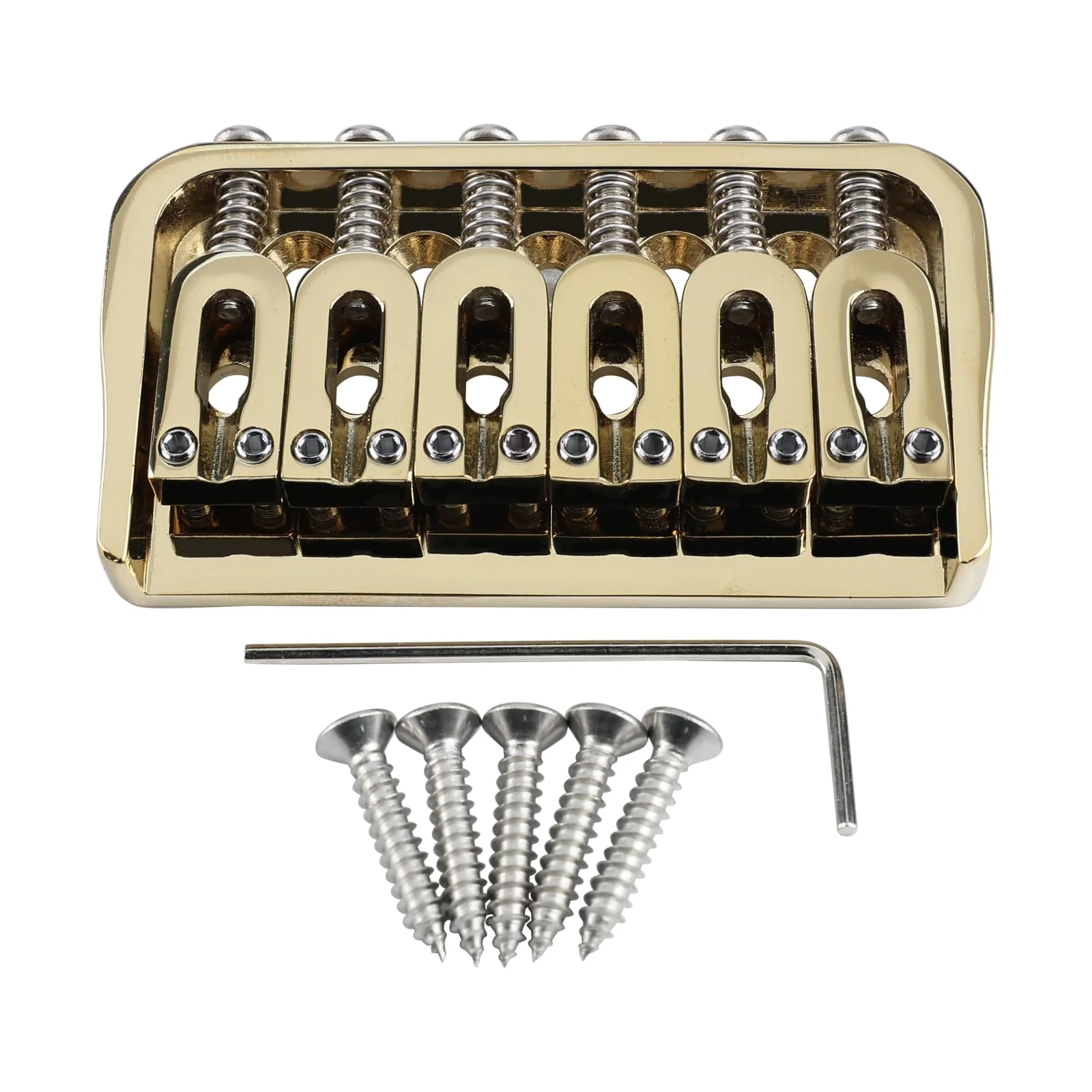 6 String Guitar Fixed Bridge 10.5mm Zinc Alloy Saddle Baseplate Electric Guitar Hardtail Bridge Compatible with Telecaster Tele Strat Style Electric Guitar Replacement Parts Gold 6 string- regular fret